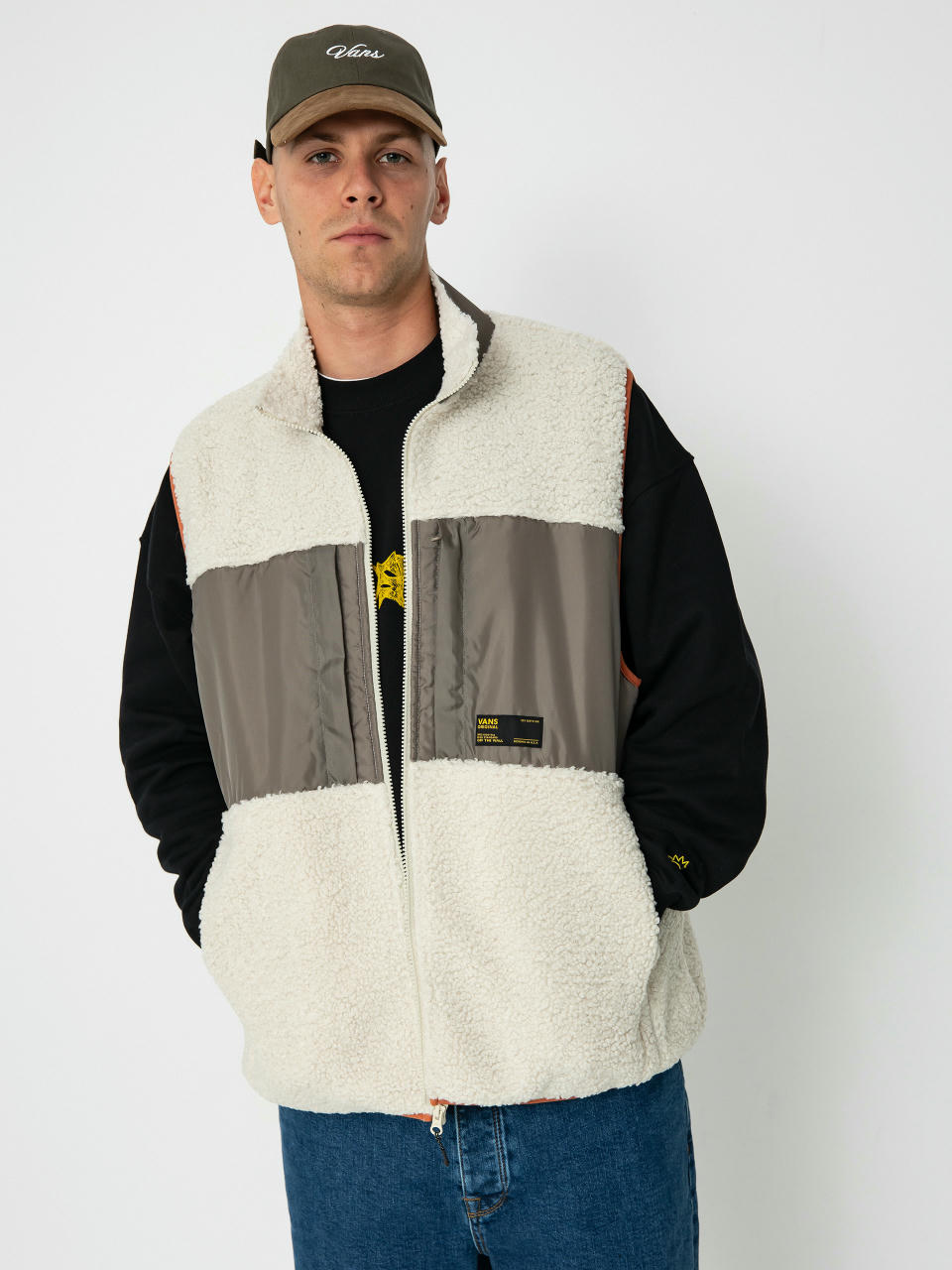 Hanorac din fleece Vans Trevor Sherpa Fz Vest (oatmeal/bungee cord)