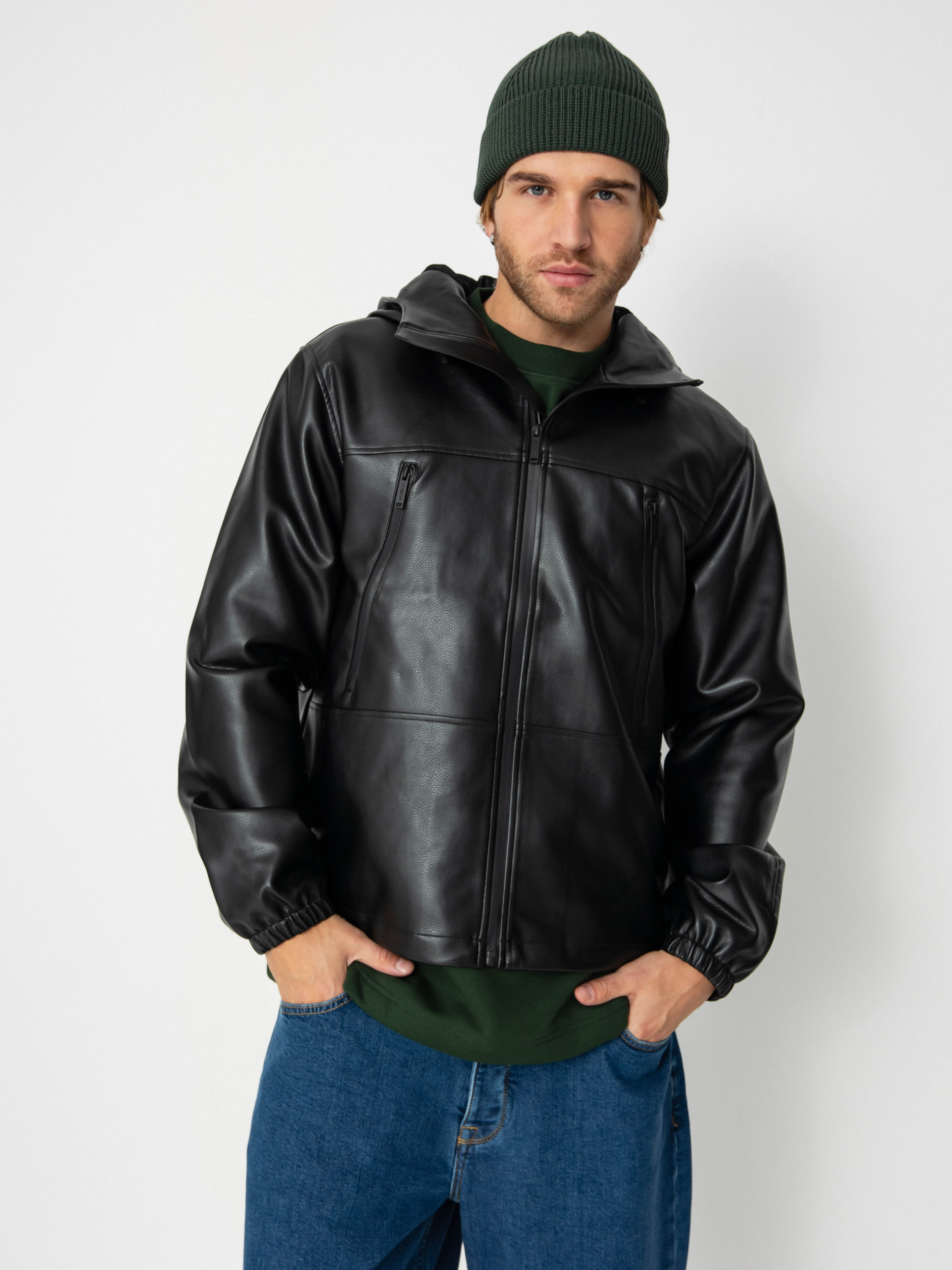 Geacă Wasted Paris Kingdom Faux Leather Windbreaker (black)