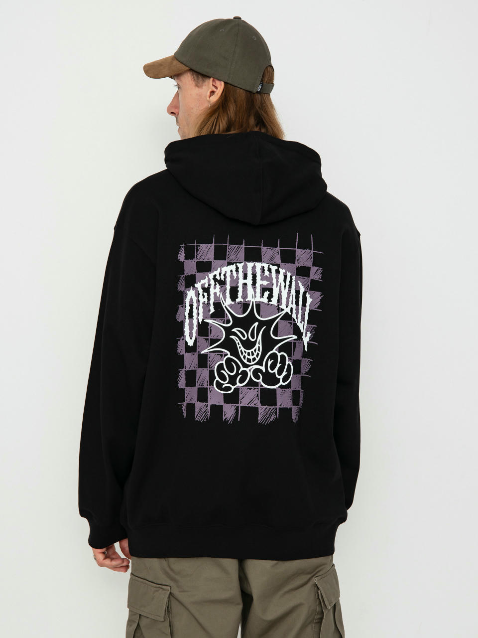 Hanorac cu glugă Vans Checker Logo Gfx Loose HD (black)