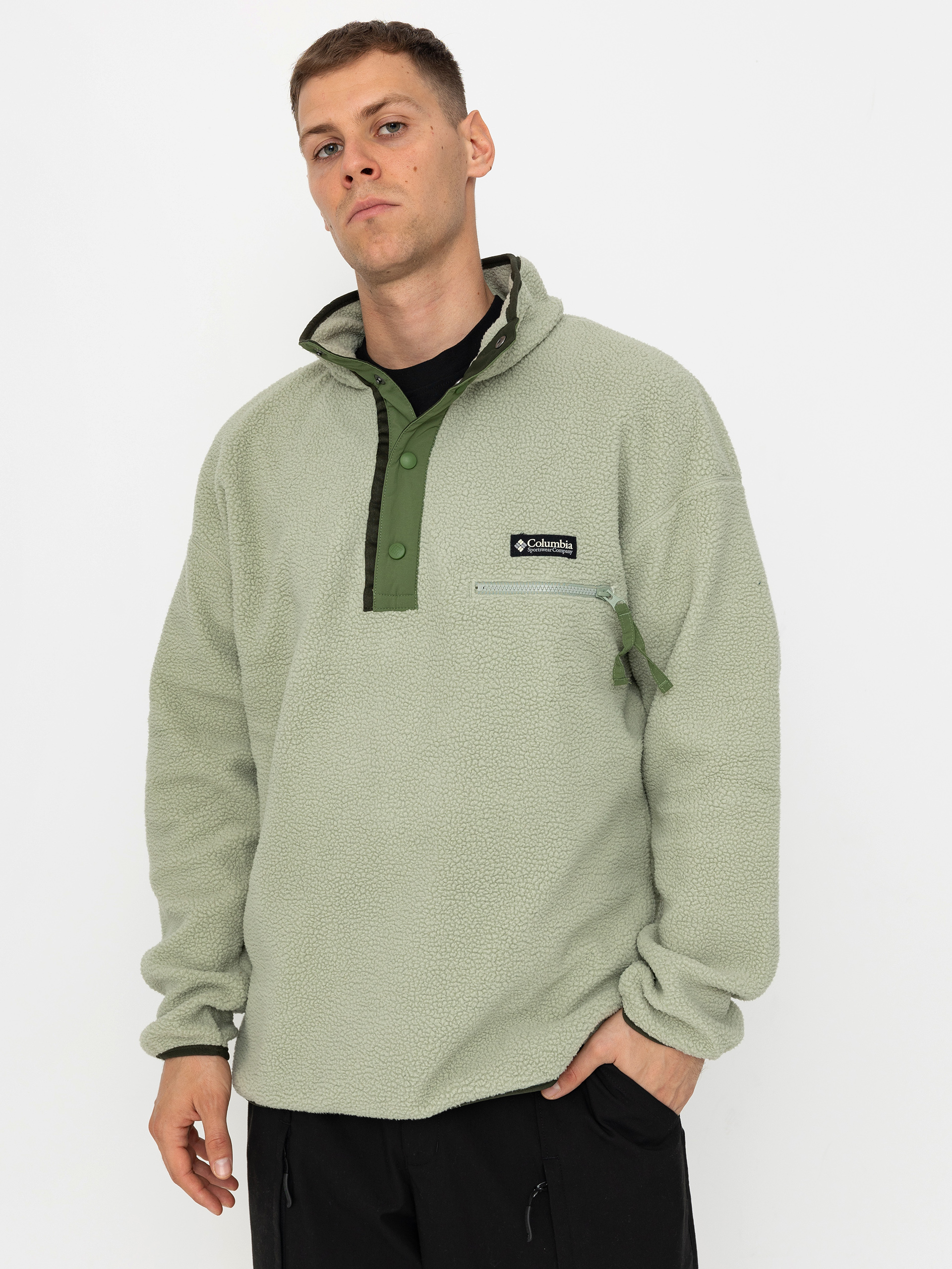 Hanorac din fleece Columbia Helvetia II Half Snap - verde (safari)