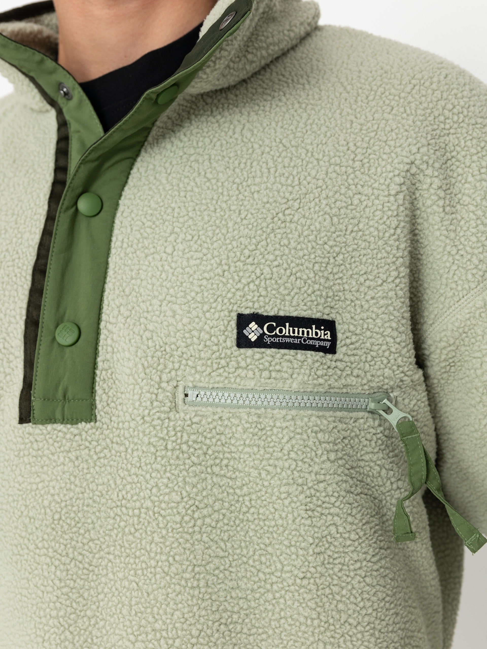 Hanorac din fleece Columbia Helvetia II Half Snap - verde (safari)