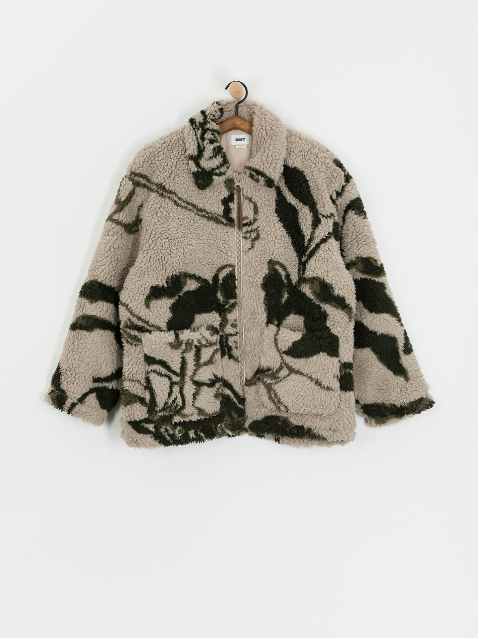 Geacă OBEY Mushroom Sherpa (silver grey multi)