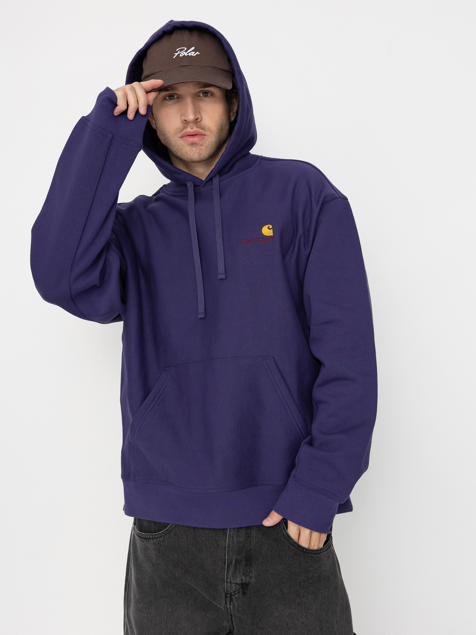 Hanorac cu glugă Carhartt WIP American Script HD (aura)