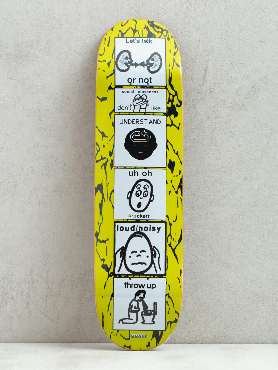 Placă Quasi Skateboards Crockett The Puker (yellow/white)