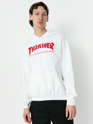 Hanorac cu glugă Thrasher Skate Mag HD (white/red)