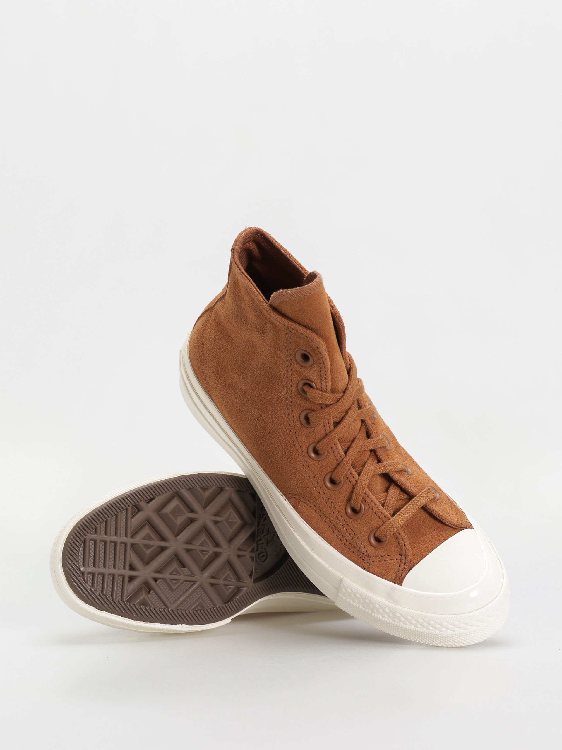Teniși Converse Chuck 70 Hi Colorful Suede - maro (warm tan/egret