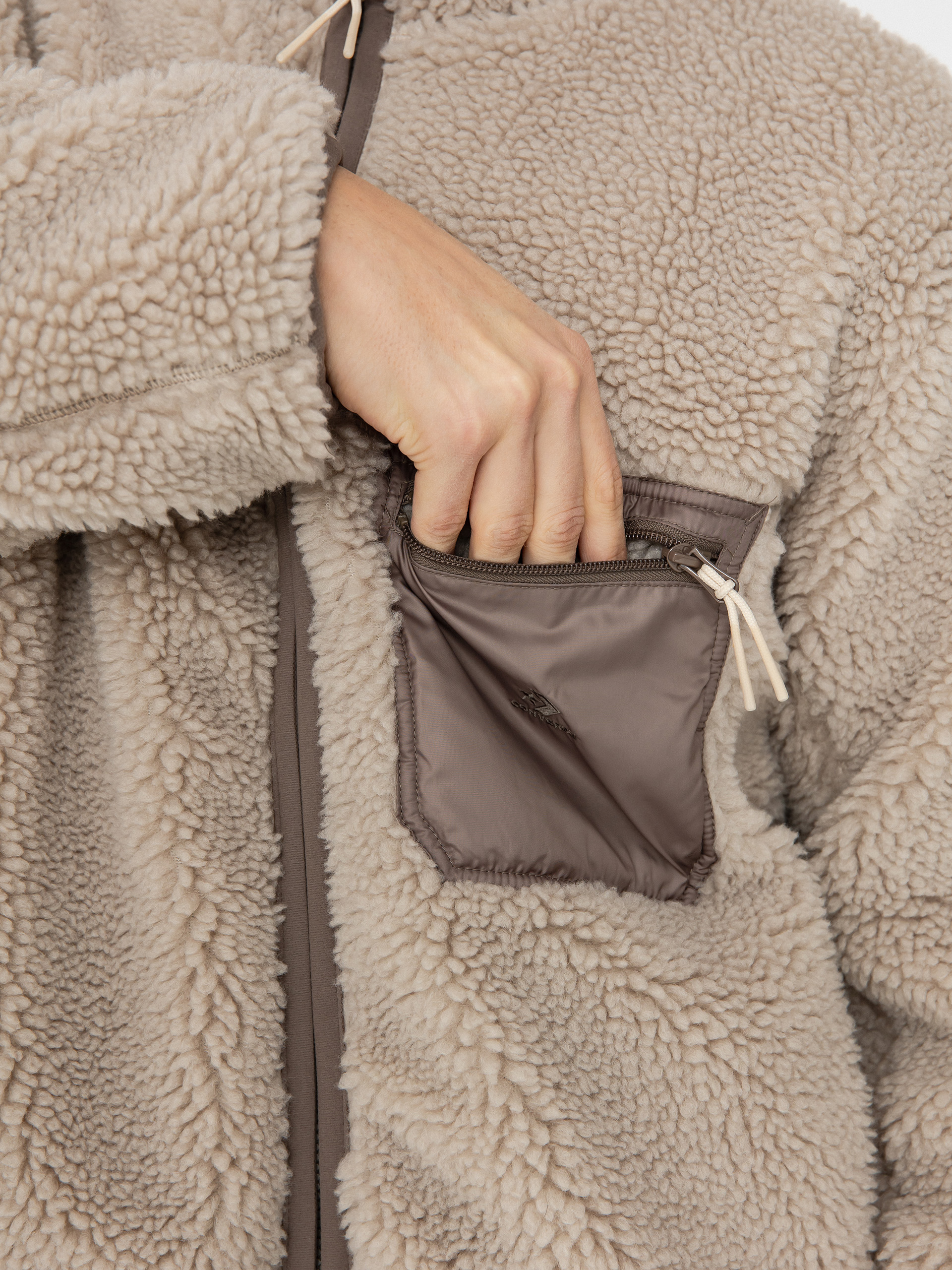 Geacă Converse Reversible Sherpa (classic taupe / truffle)