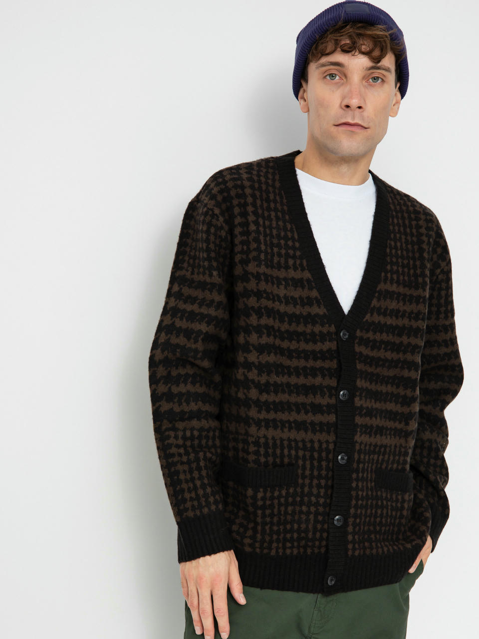 Pulover Vans Houndstooth Cardigan (black/turkish coffee)