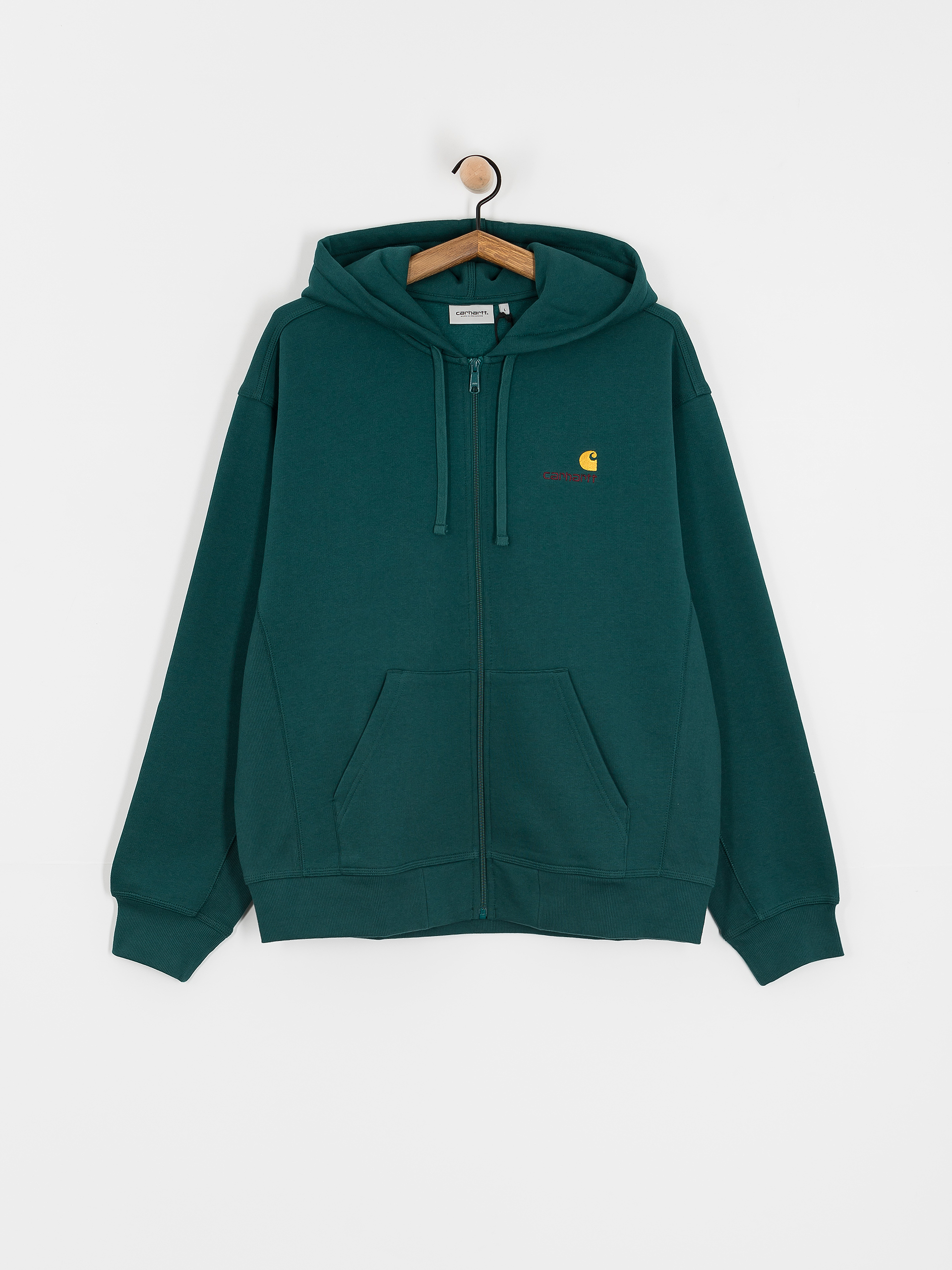 Hanorac cu glugă Carhartt WIP American Script ZHD (malachite)