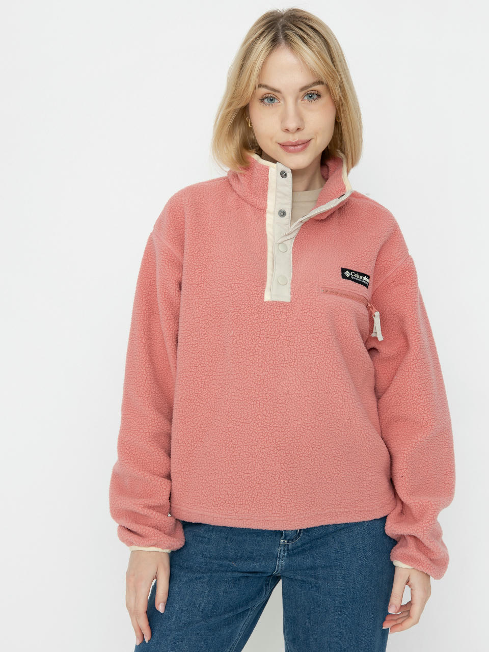 Hanorac din fleece Columbia Helvetia II Cropped Half Snap Wmn (pink agave)