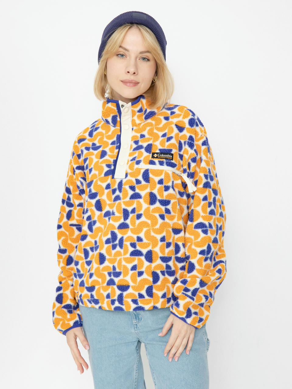 Hanorac din fleece Columbia Helvetia II Printed Cropped Half Wmn (sunstone retros)