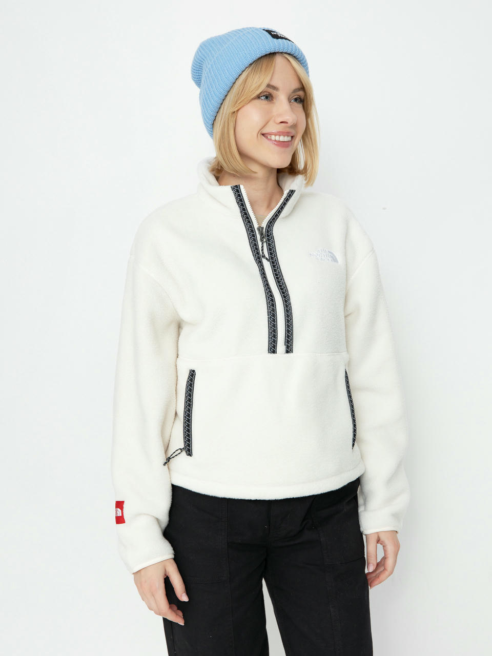 Hanorac din fleece The North Face Tnf Fleeski 1/4 Zip Wmn (white dune)