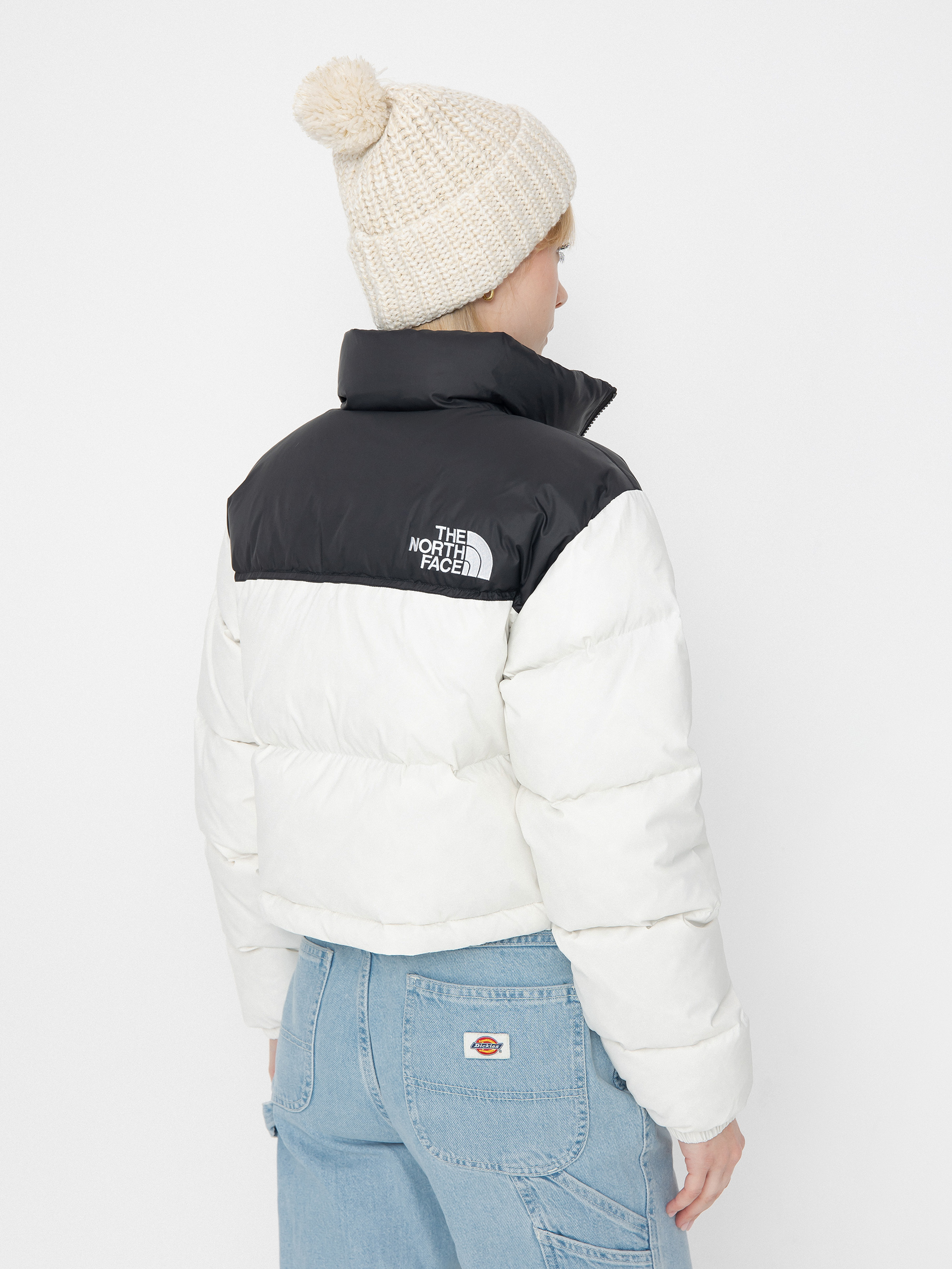 Geacă The North Face Nuptse Short Wmn (white dune/tnf black)