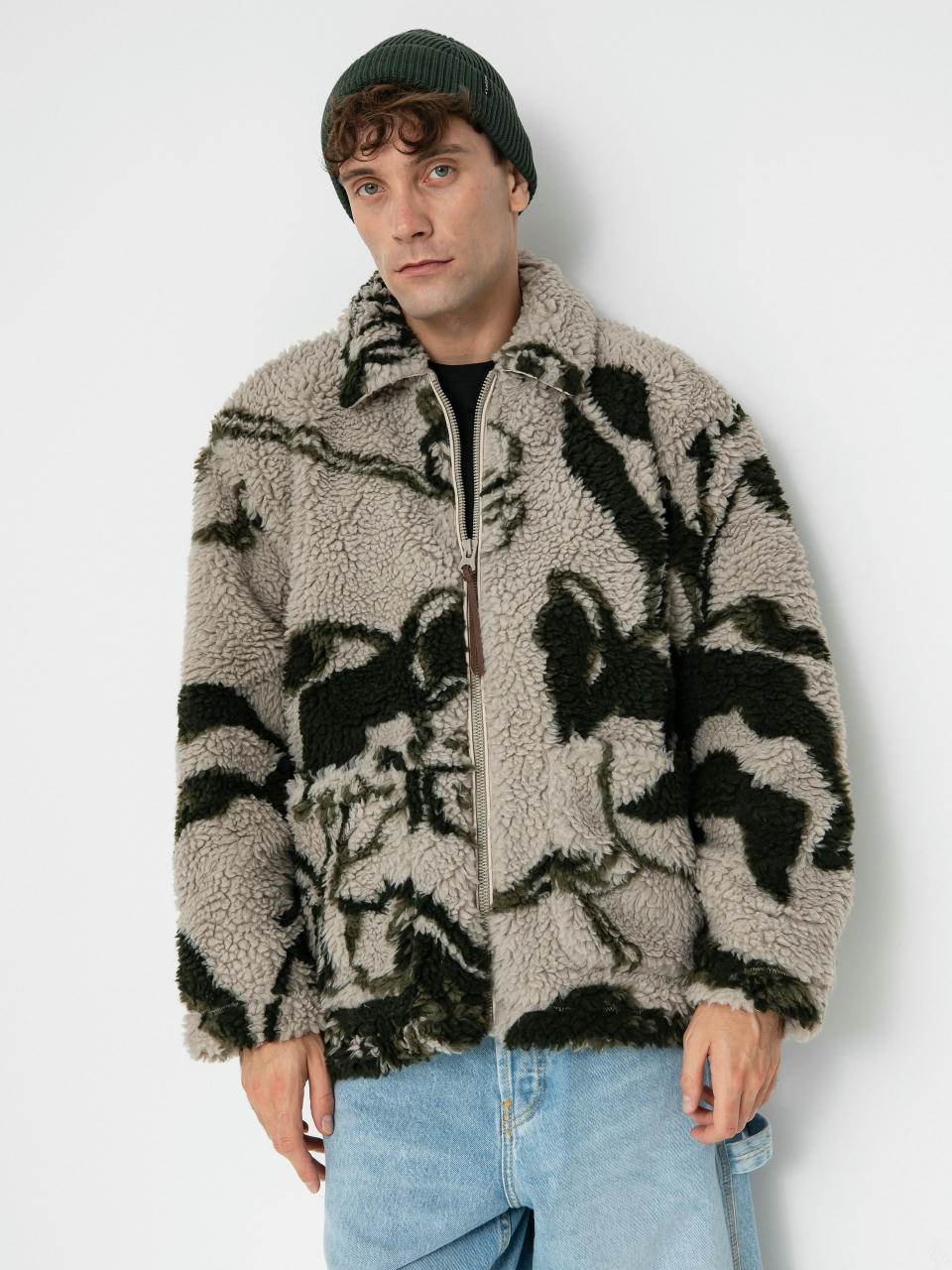 Geacă OBEY Mushroom Sherpa (silver grey multi)