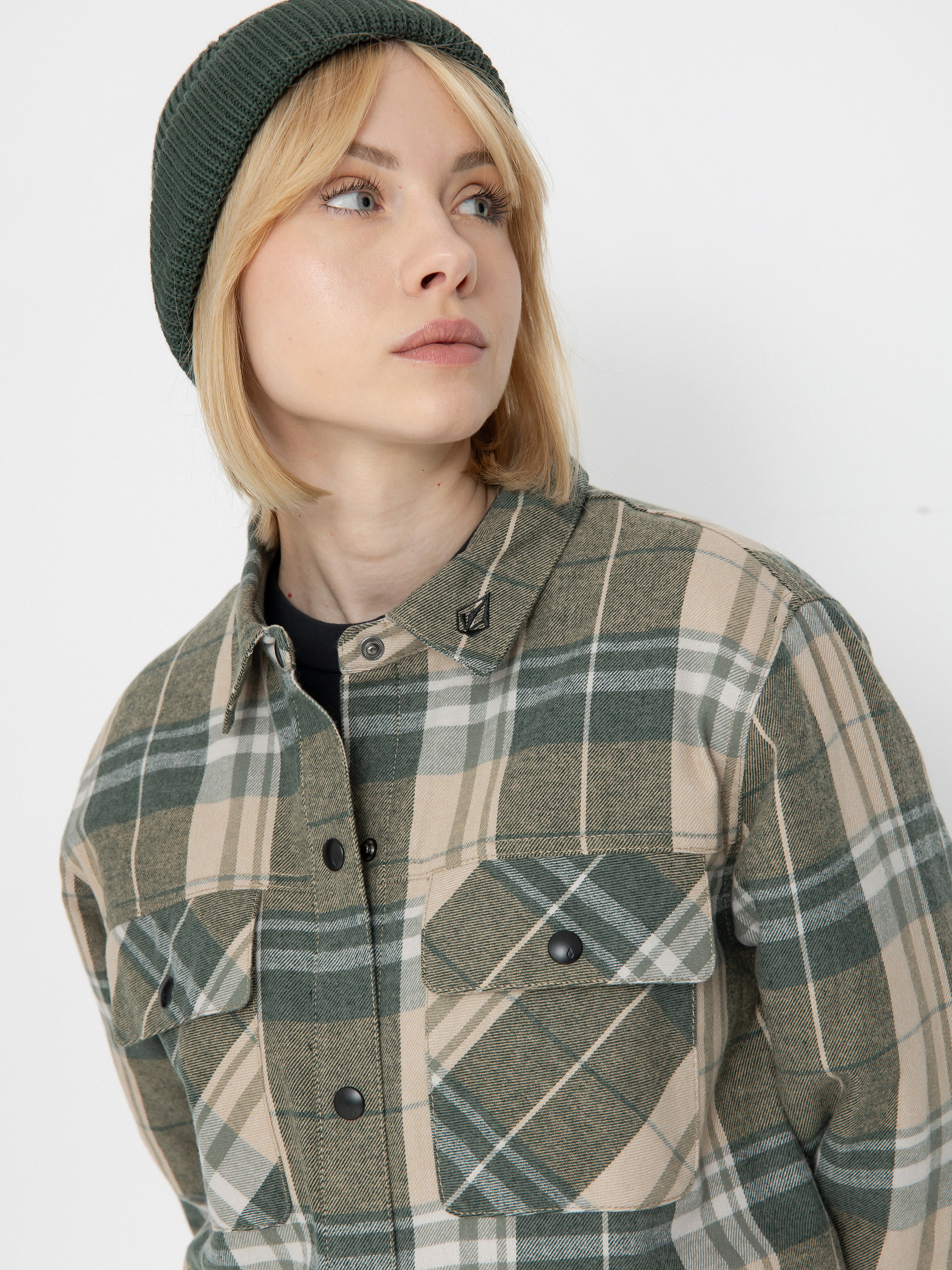Pentru femei Geacă de snowboard Volcom Ins Riding Flannel (sand)