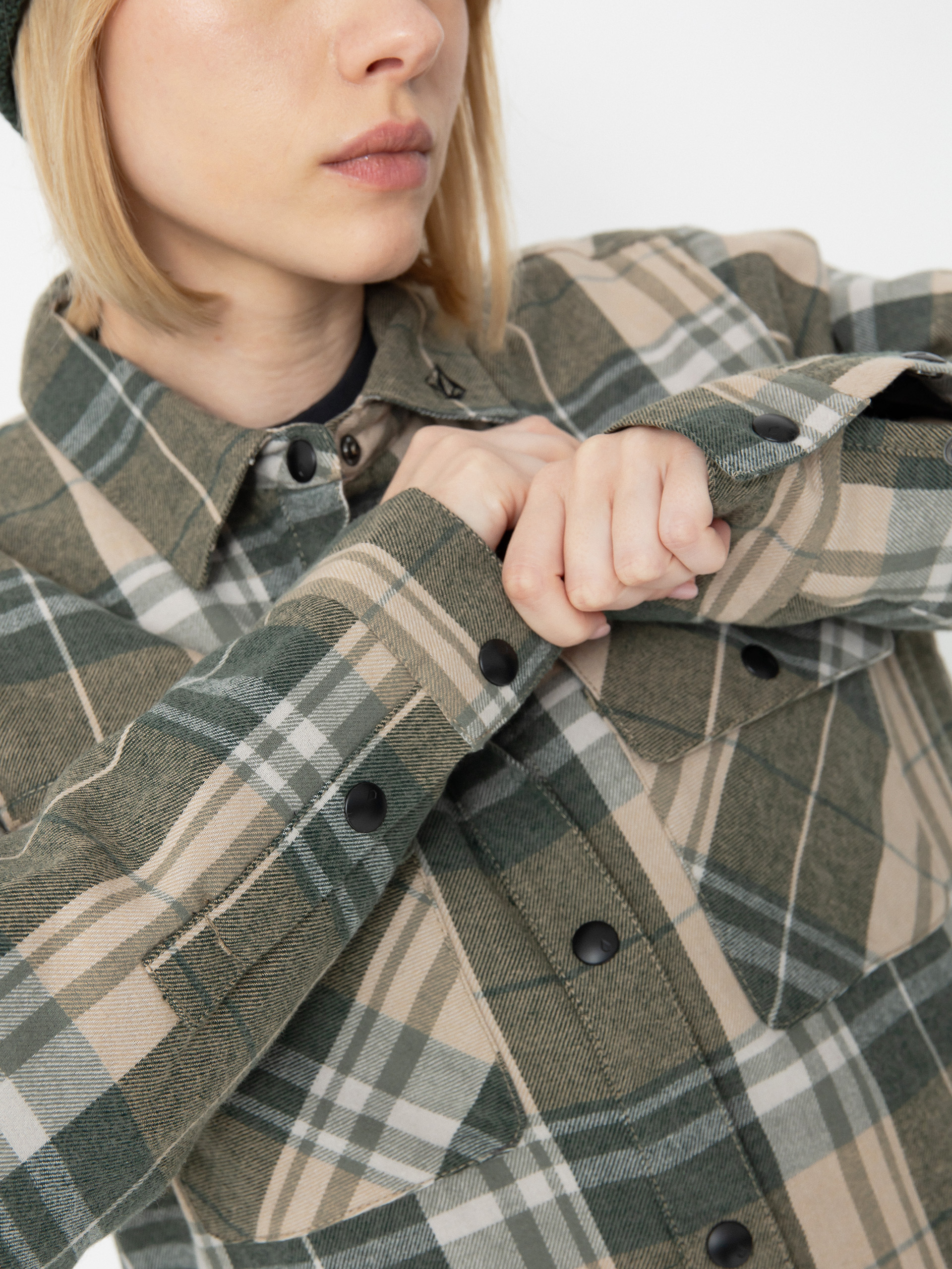 Pentru femei Geacă de snowboard Volcom Ins Riding Flannel (sand)