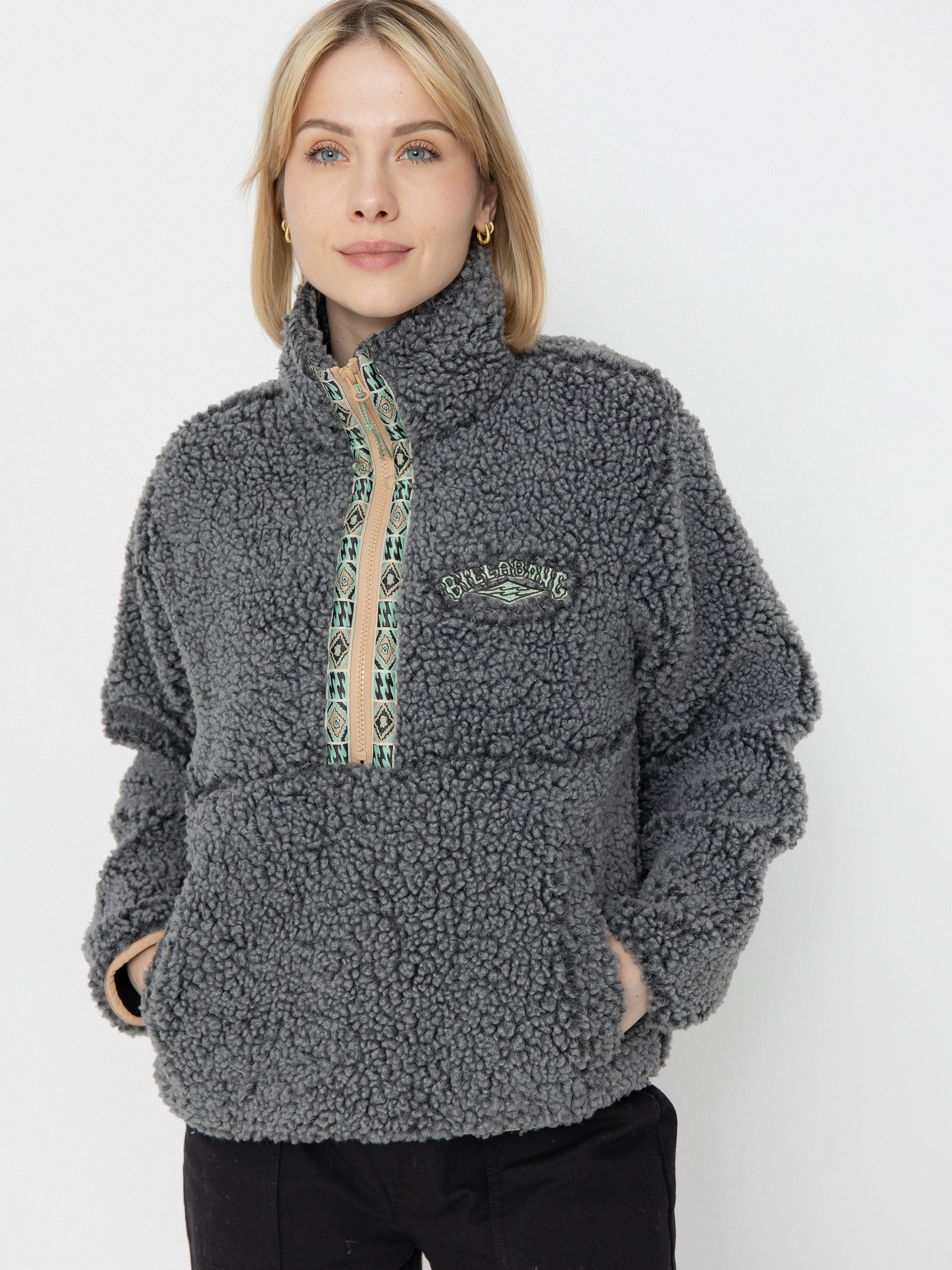 Pentru femei Hanorac din fleece Billabong Horizon Mock Neck (charcoal)