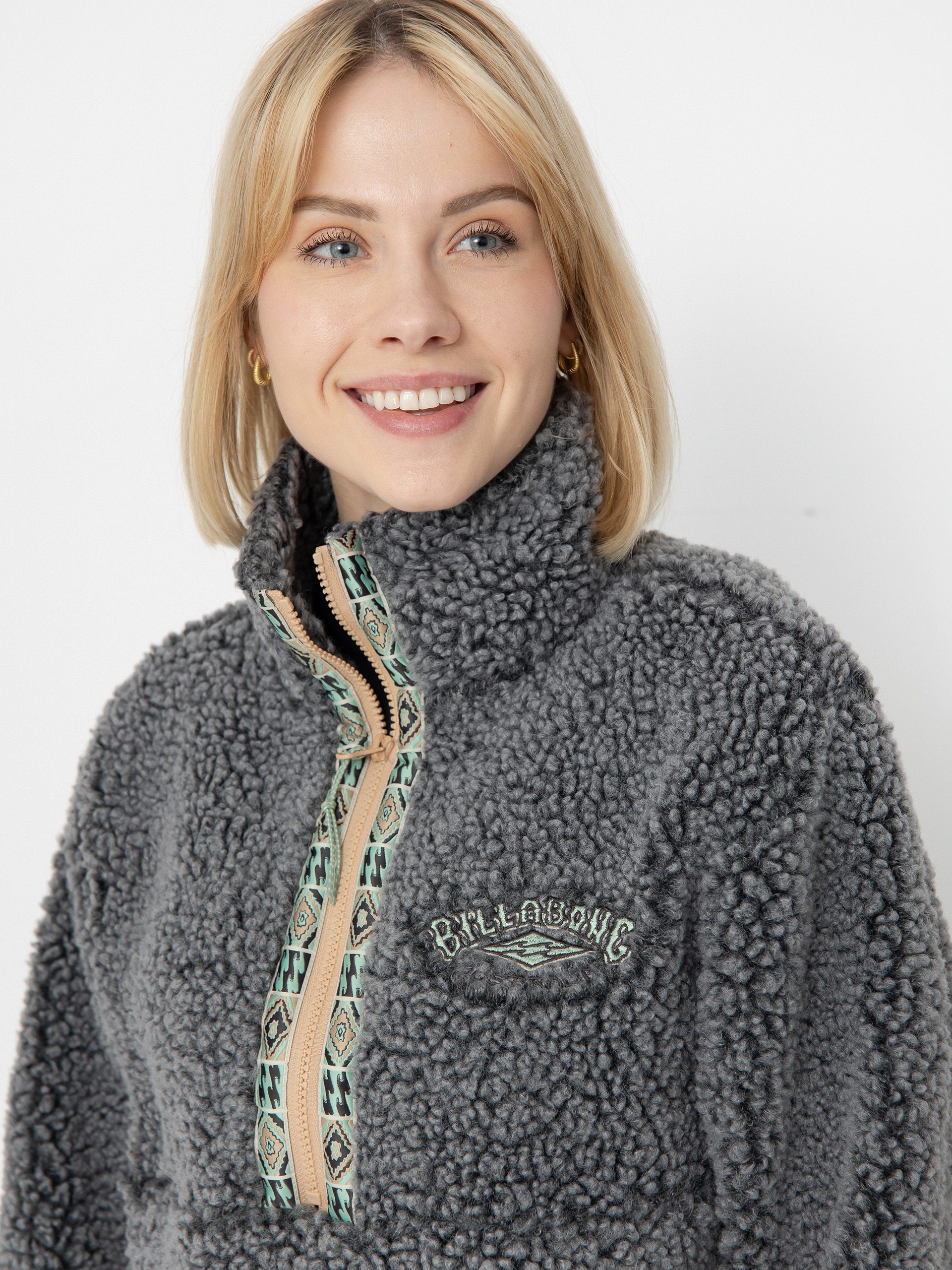 Pentru femei Hanorac din fleece Billabong Horizon Mock Neck (charcoal)