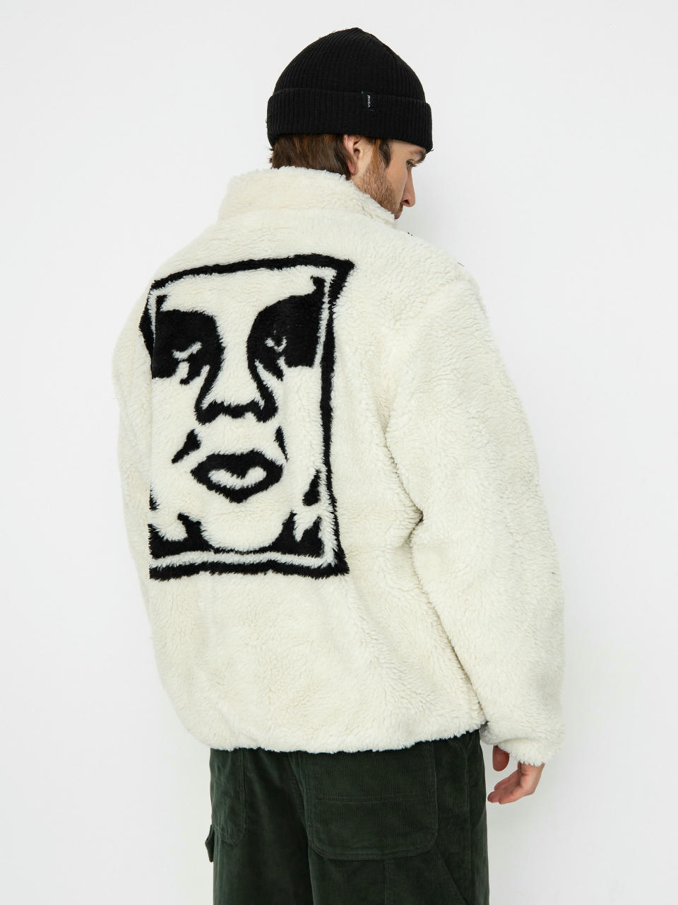 Geacă OBEY Icon Face Sherpa (unbleached)