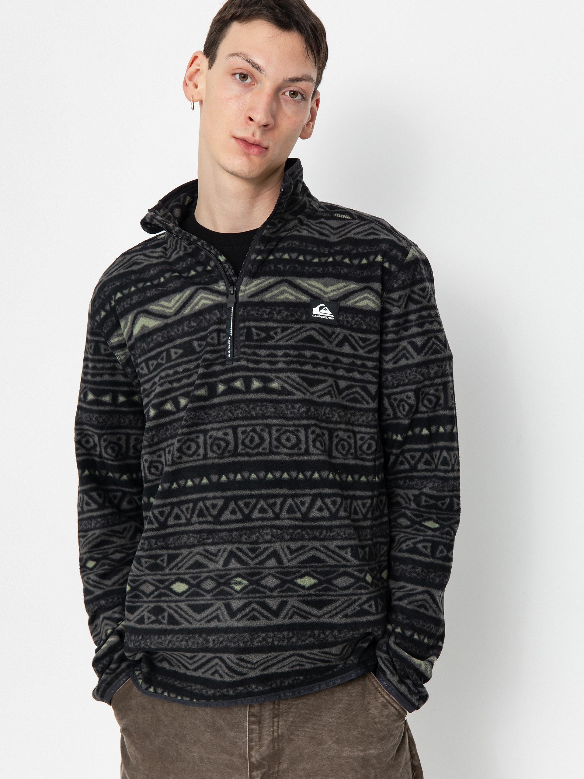 Hanorac din fleece Quiksilver Aker (tribal heritage blk)