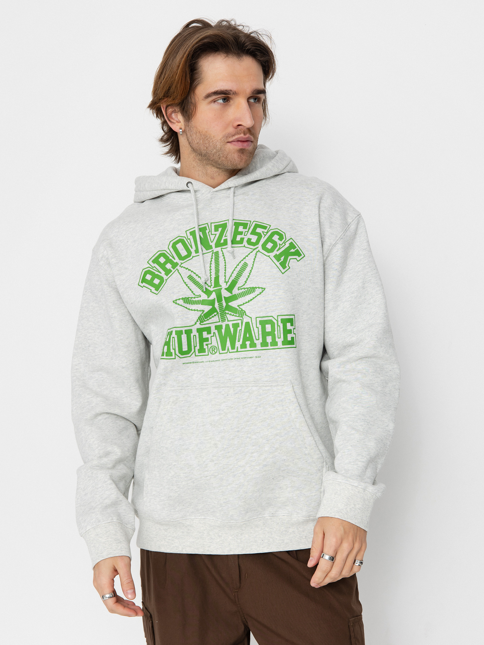 Hanorac cu glugă HUF X Bronze Plantware HD (ash)