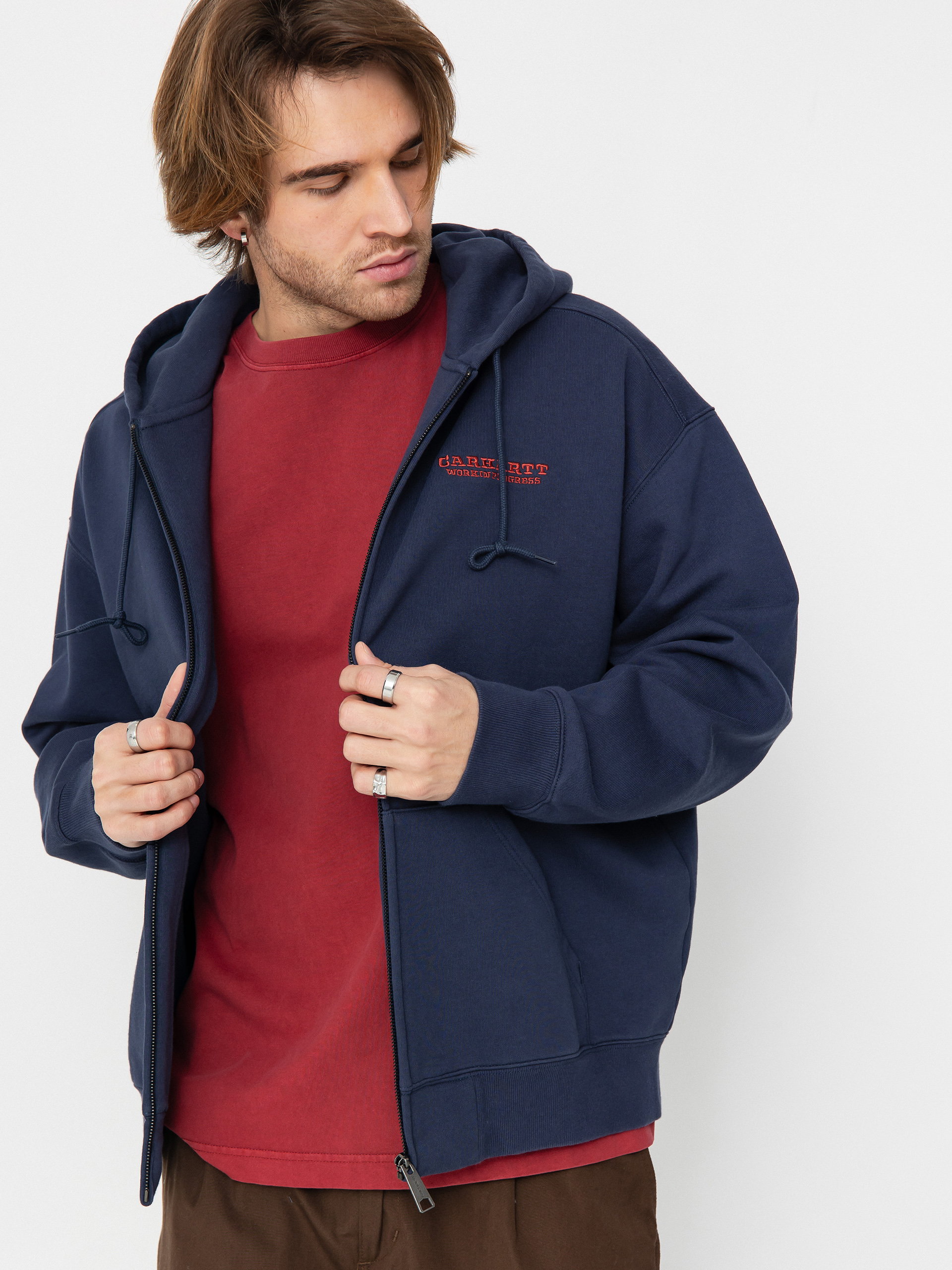 Hanorac cu glugă Carhartt WIP Runaway ZHD (blue/vermillion)