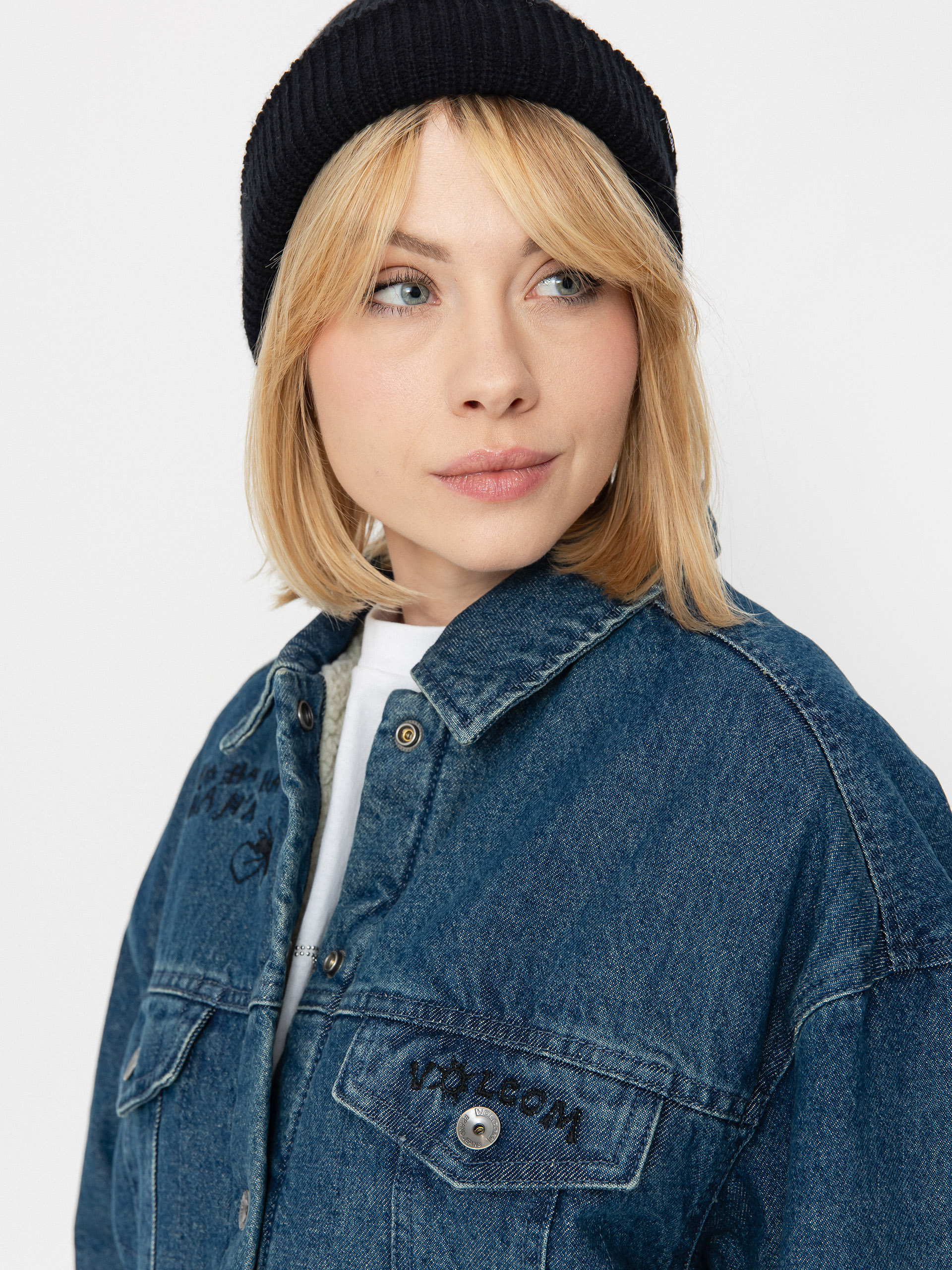 Geacă Volcom Fa Keutchi Denim Wmn (vmi-vintage marbled indigo)