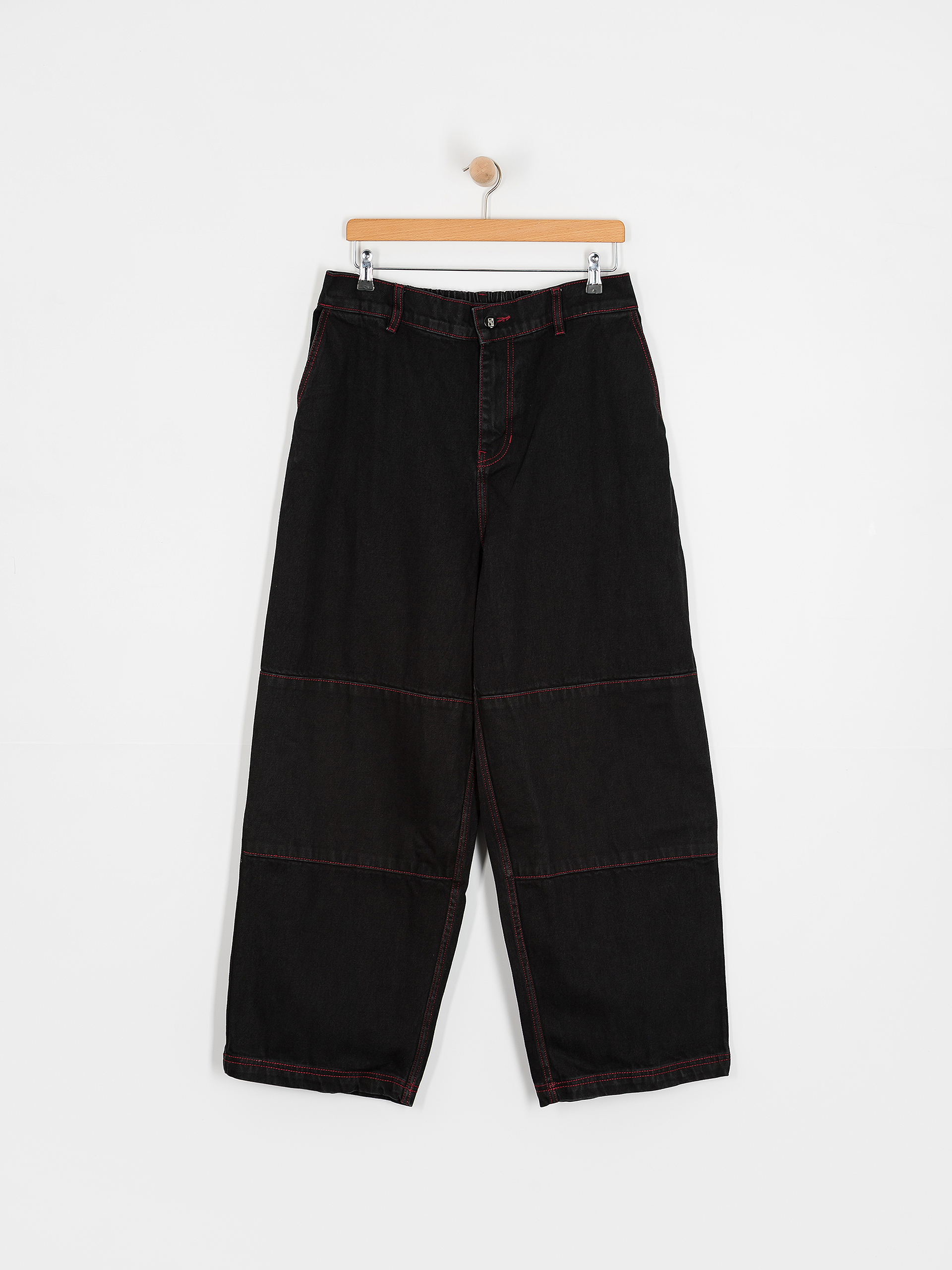 Pantaloni Poetic Collective Sculptor (black denim w red stitching)