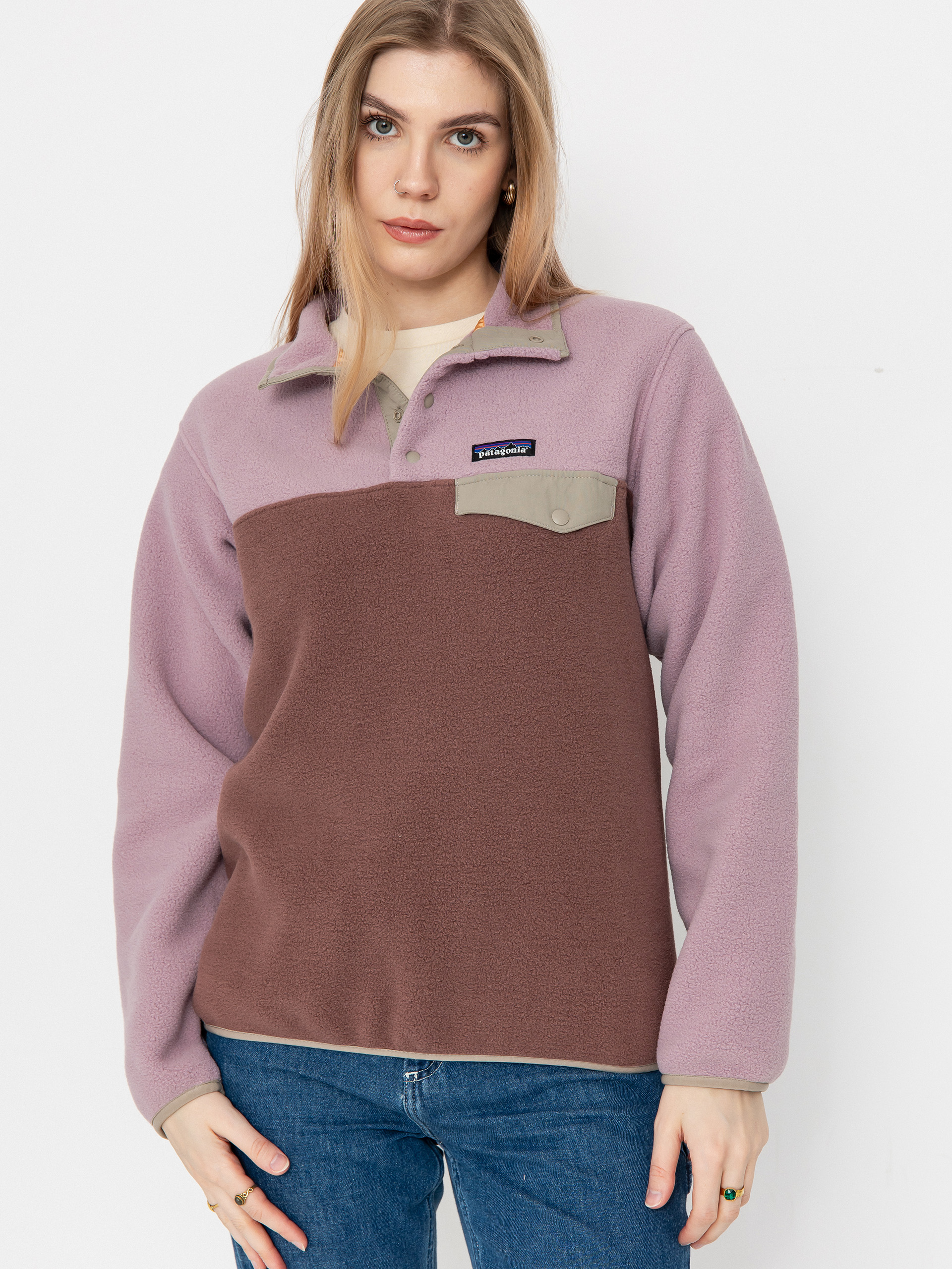 Hanorac din fleece Patagonia LW Synch Snap T Wmn (dulse mauve)