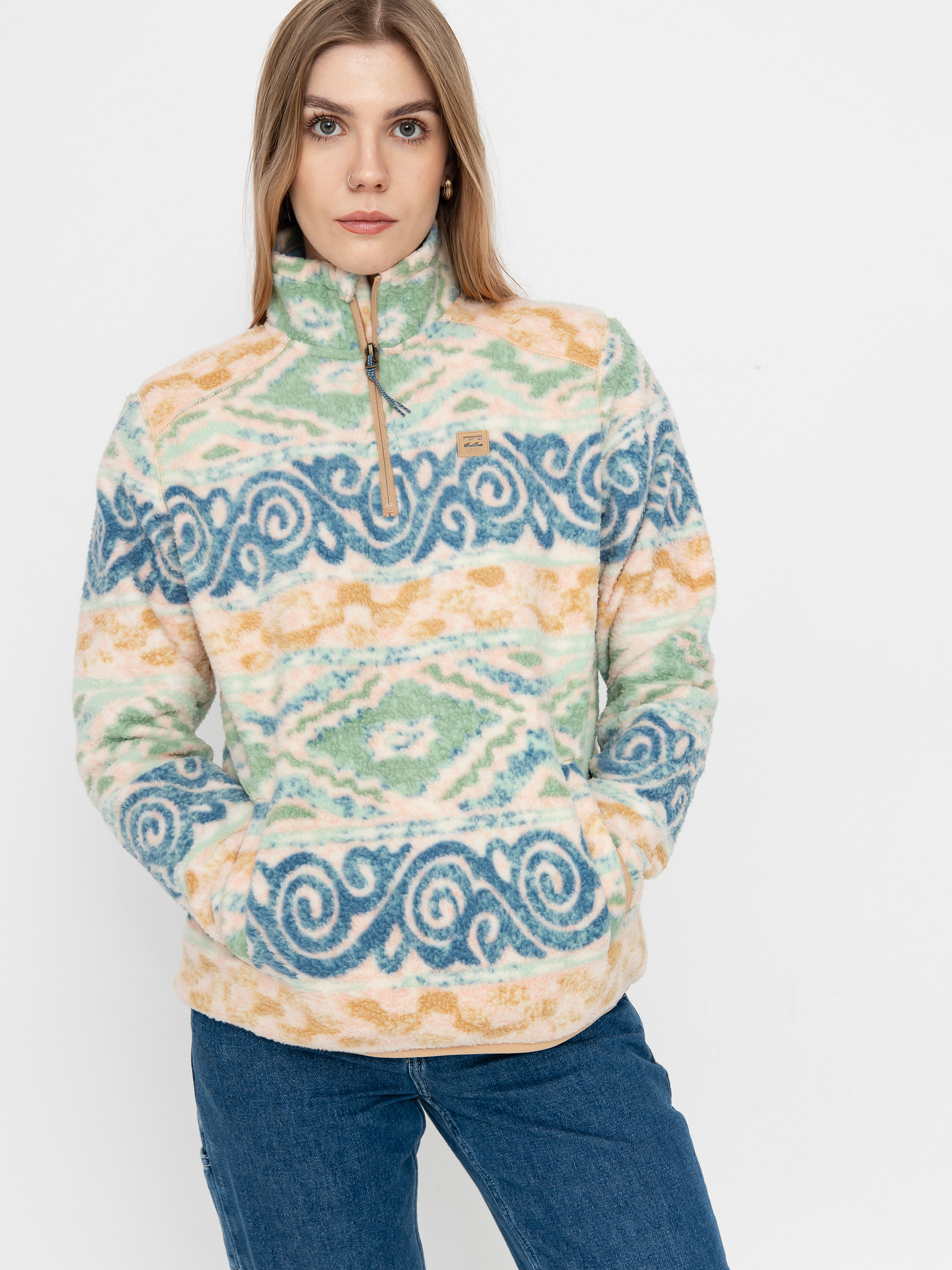 Hanorac din fleece Billabong Boundary Mock 3 Wmn (blue haze)