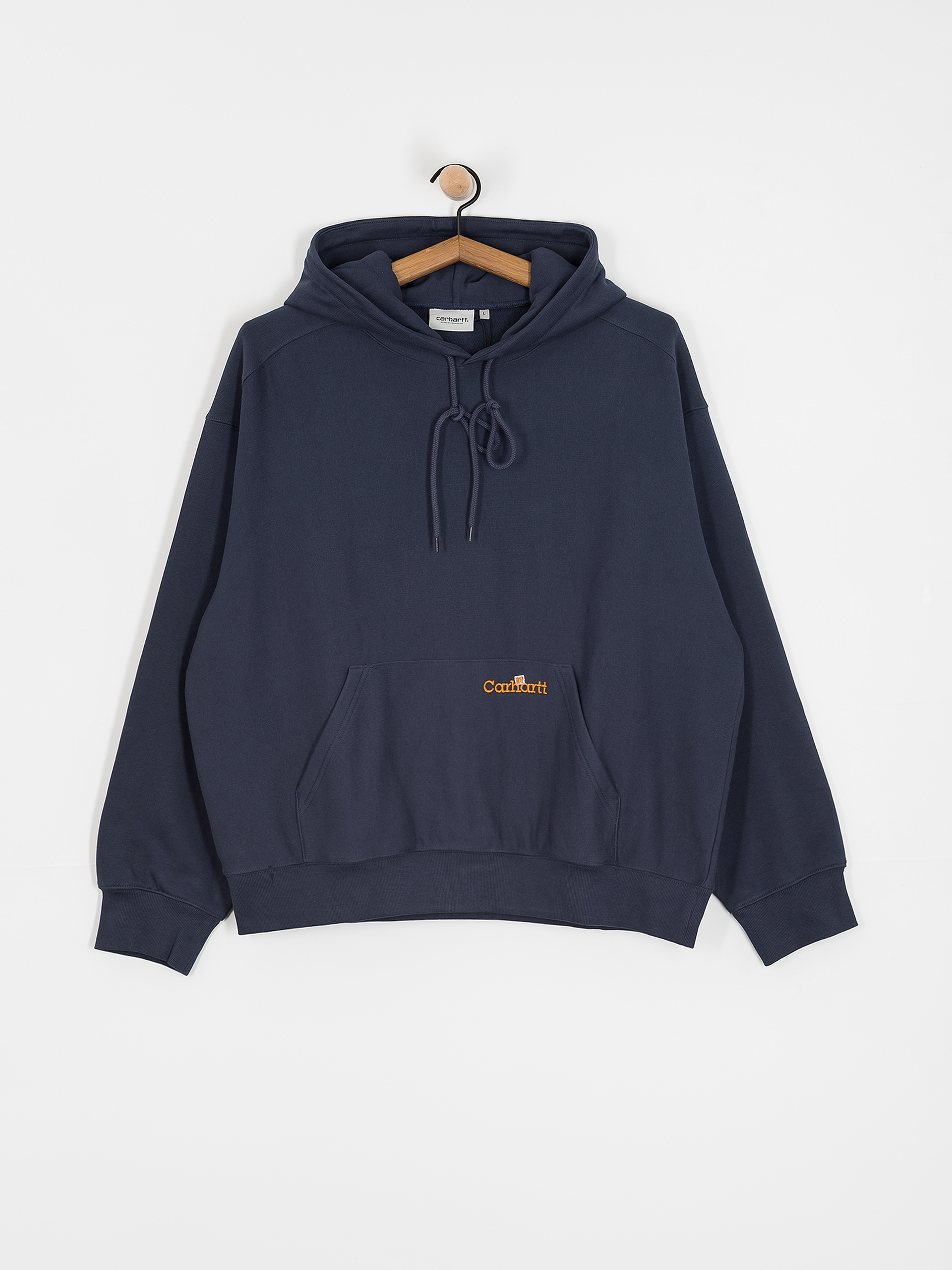 Hanorac cu glugă Carhartt WIP Label Script HD (blue)