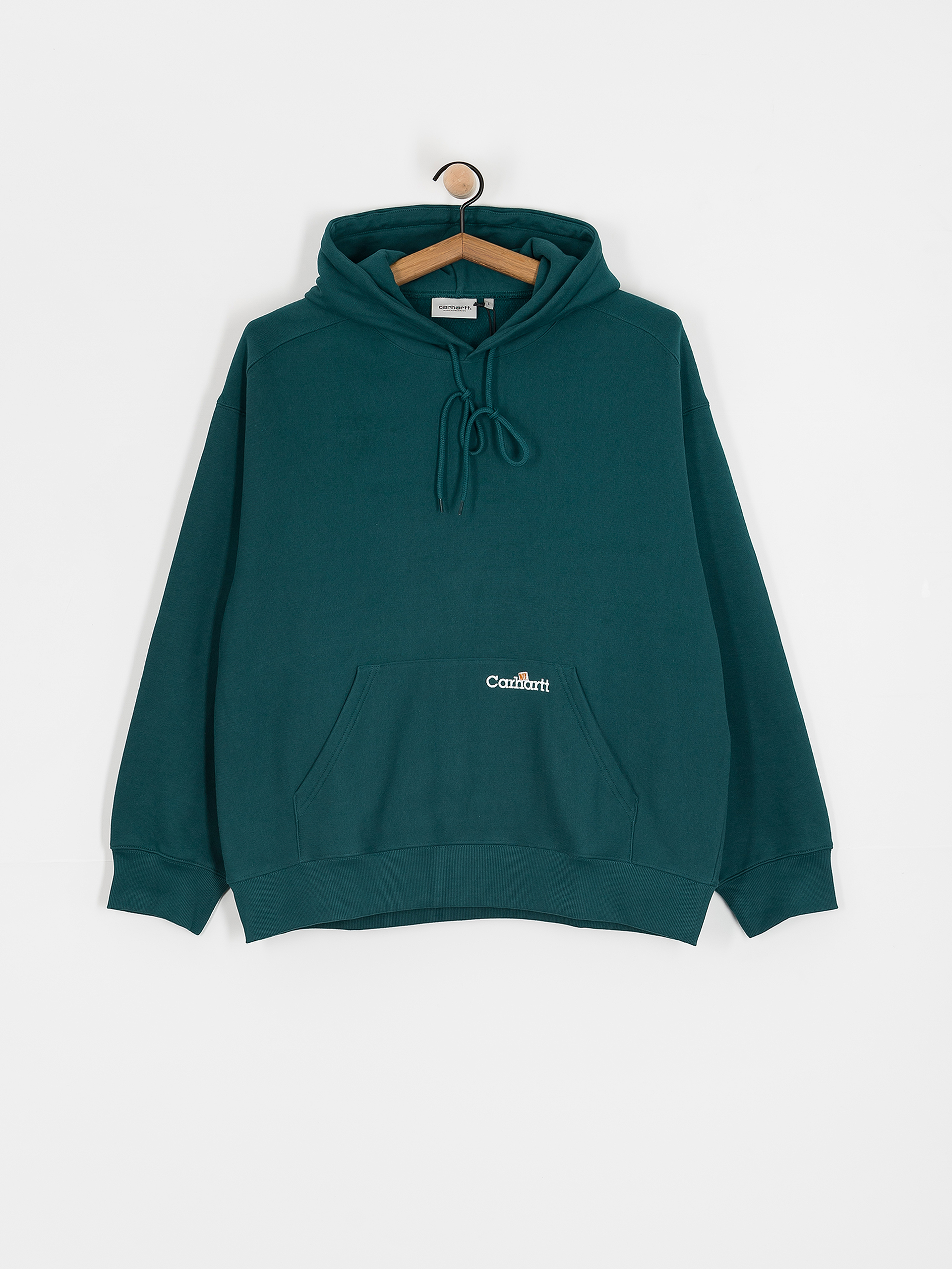 Hanorac cu glugă Carhartt WIP Label Script HD (malachite)