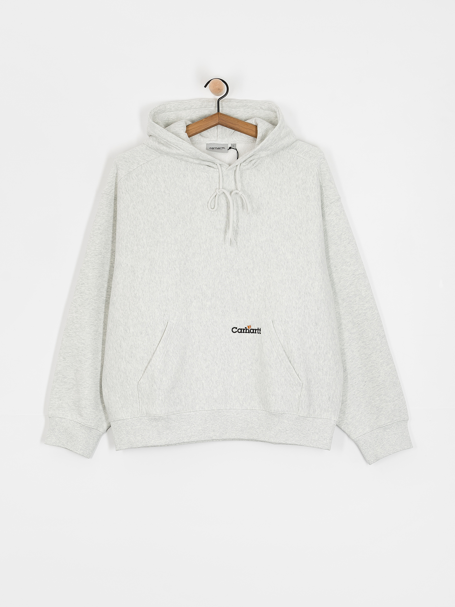 Hanorac cu glugă Carhartt WIP Label Script HD (ash heather)