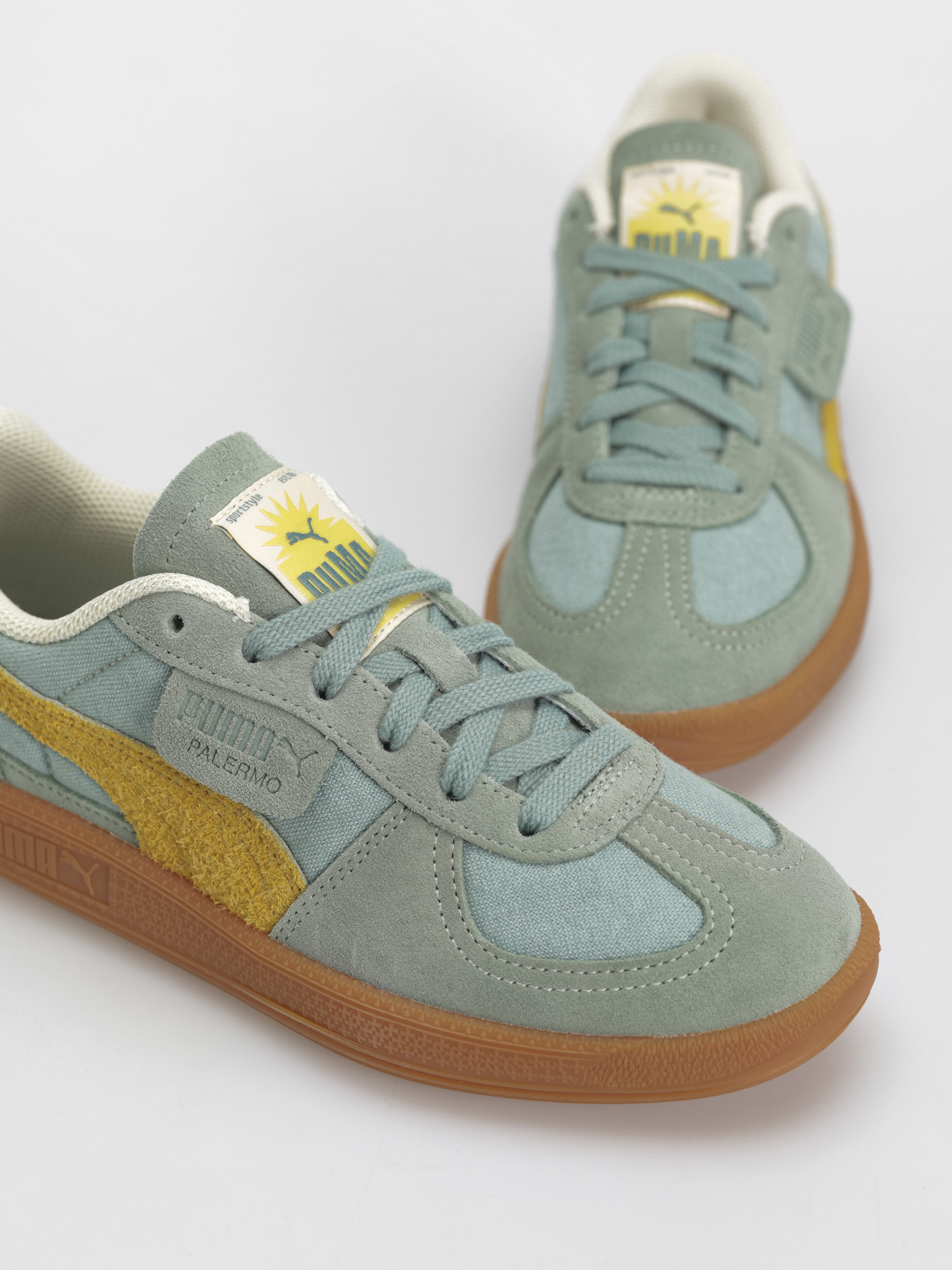 Pantofi Puma Palermo Weathered - verde (green moon sunny yellow)