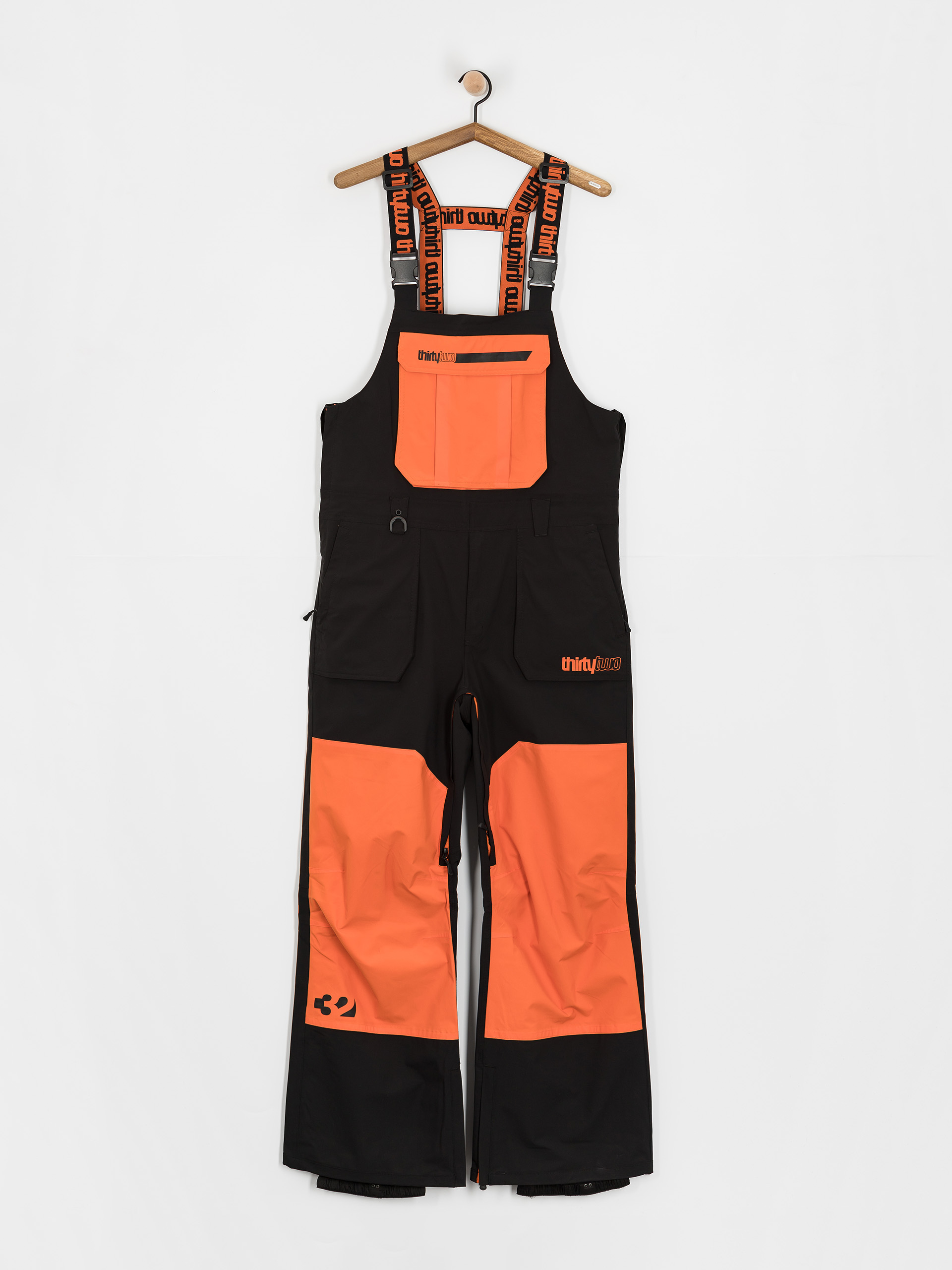 Pentru bărbați Pantaloni pentru snowboard ThirtyTwo Basement Bib (black/orange)