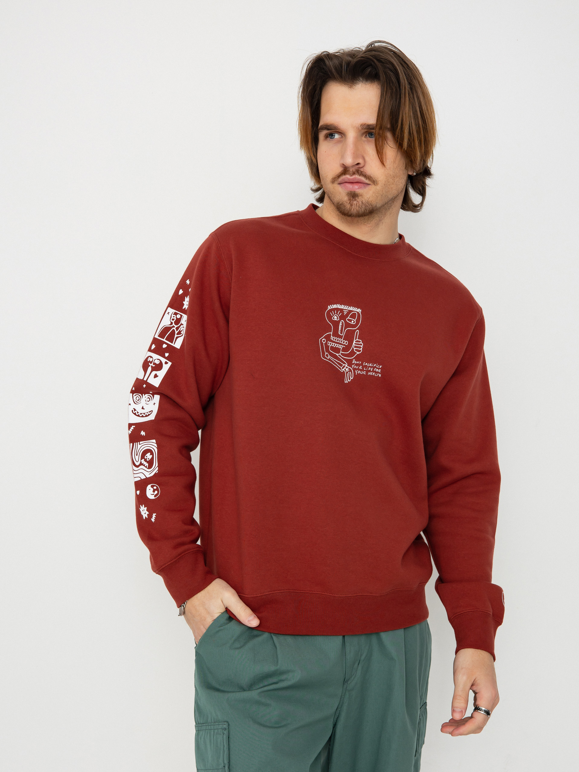 Pentru bărbați Hanorac termic Volcom Essential Crew (redwood)