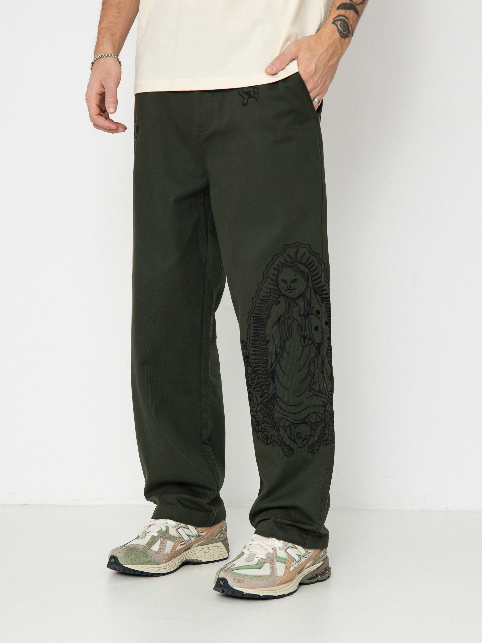 Pantaloni RipNDip Mother Nerm Twill (dark olive)