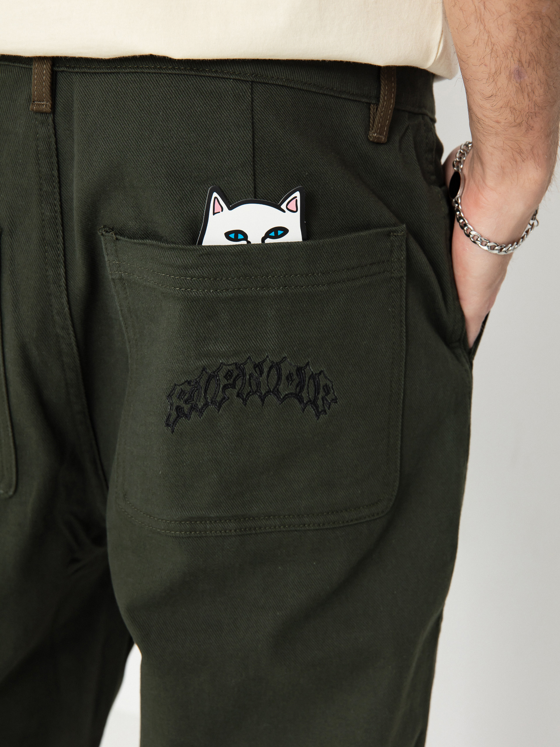Pantaloni RipNDip Mother Nerm Twill (dark olive)