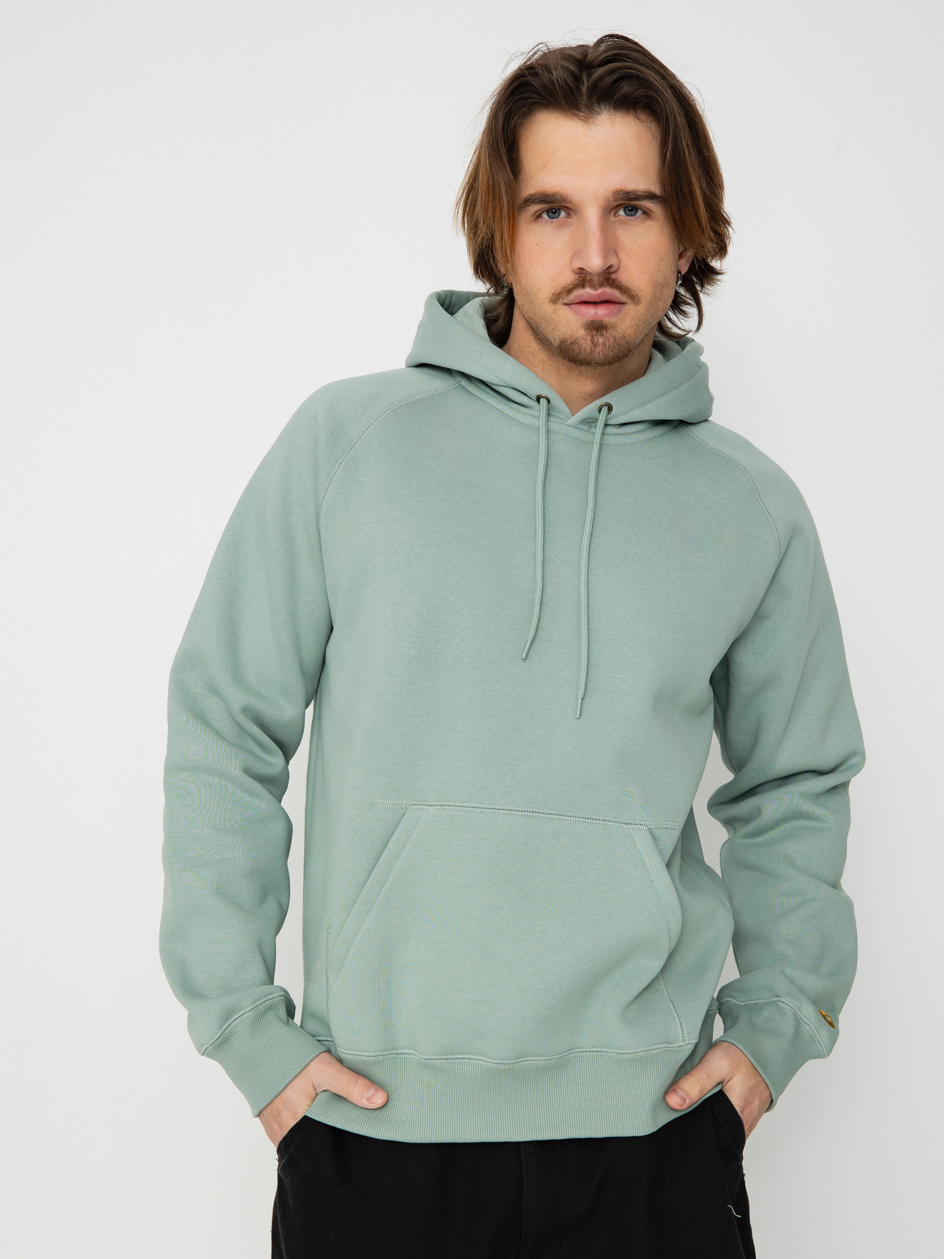 Hanorac cu glugă Carhartt WIP Chase HD (frosted green/gold)