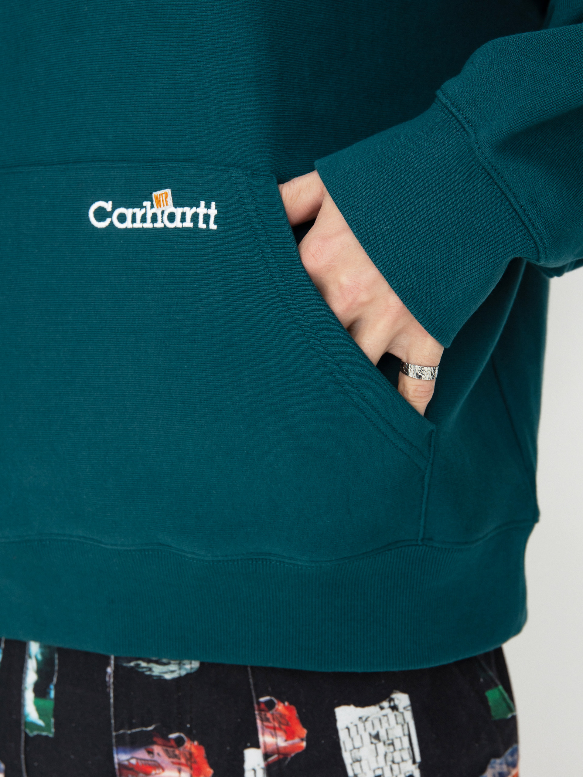 Hanorac cu glugă Carhartt WIP Label Script HD (malachite)