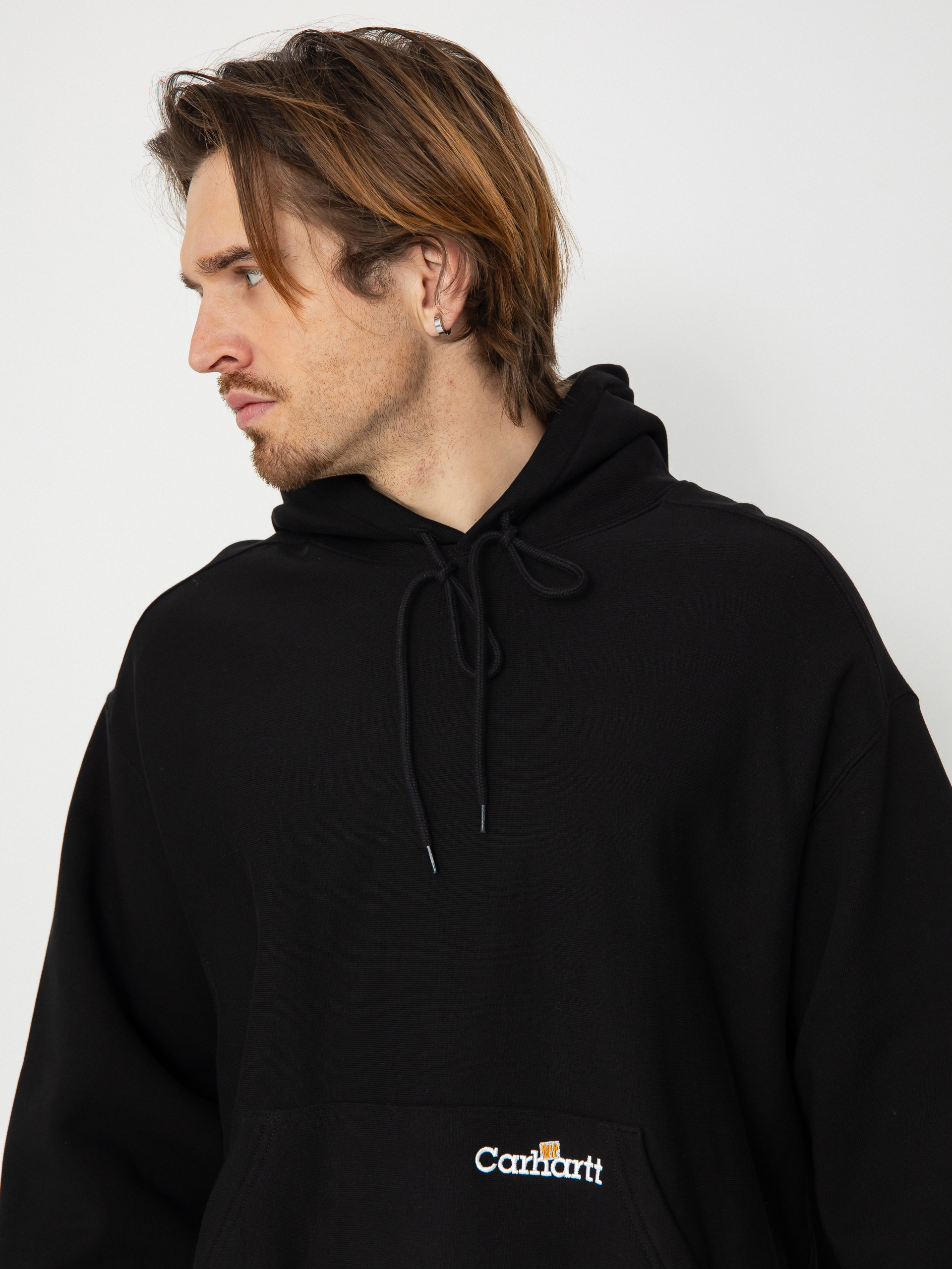 Hanorac cu glugă Carhartt WIP Label Script HD (black)