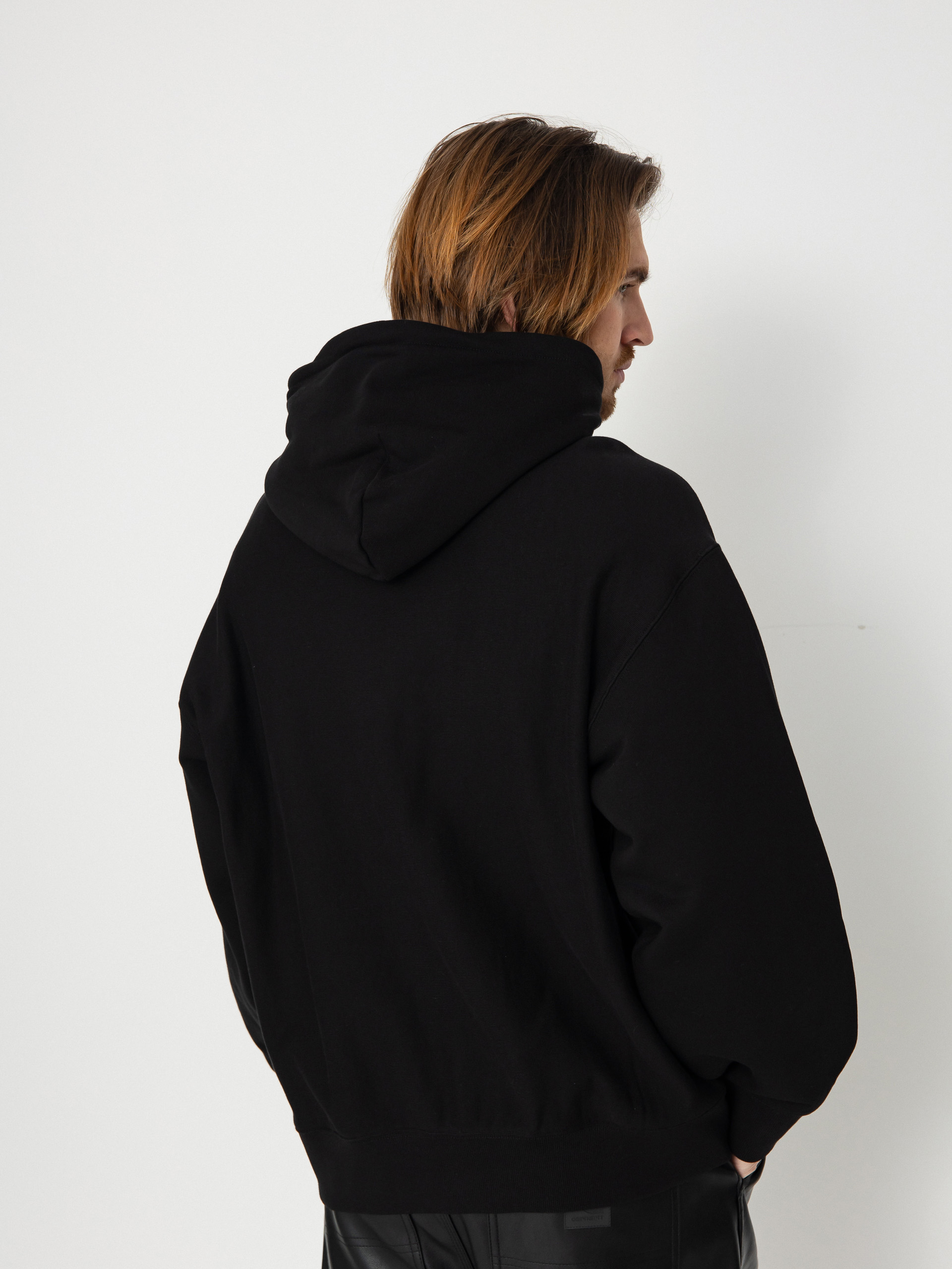 Hanorac cu glugă Carhartt WIP Label Script HD (black)