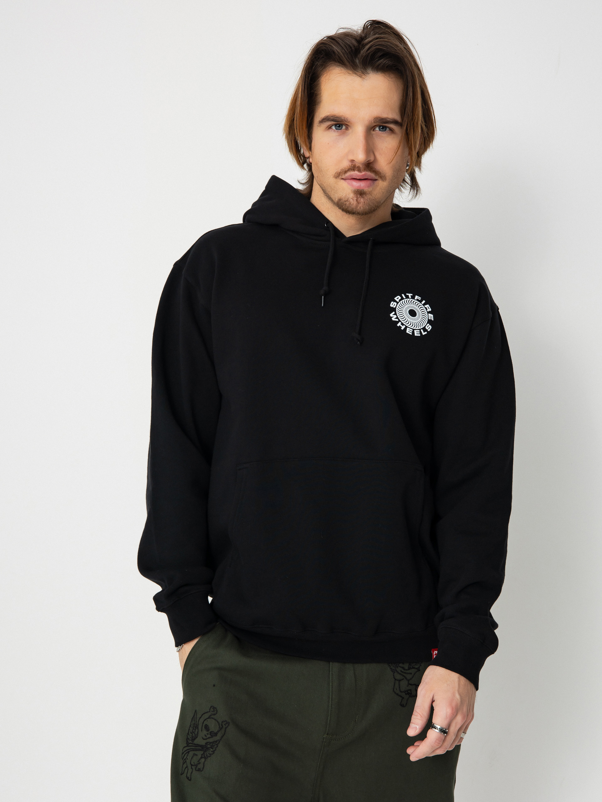 Hanorac cu glugă Spitfire Cls 87 Swirl HD (black/white)