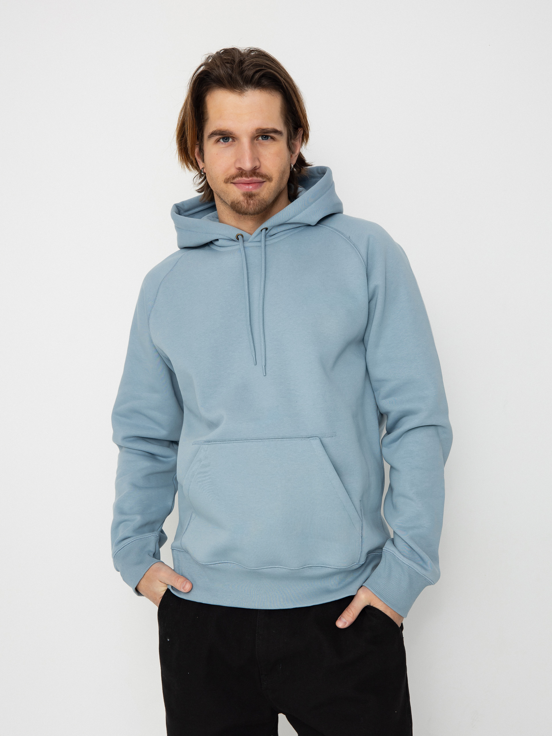 Hanorac cu glugă Carhartt WIP Chase HD (frosted blue/gold)