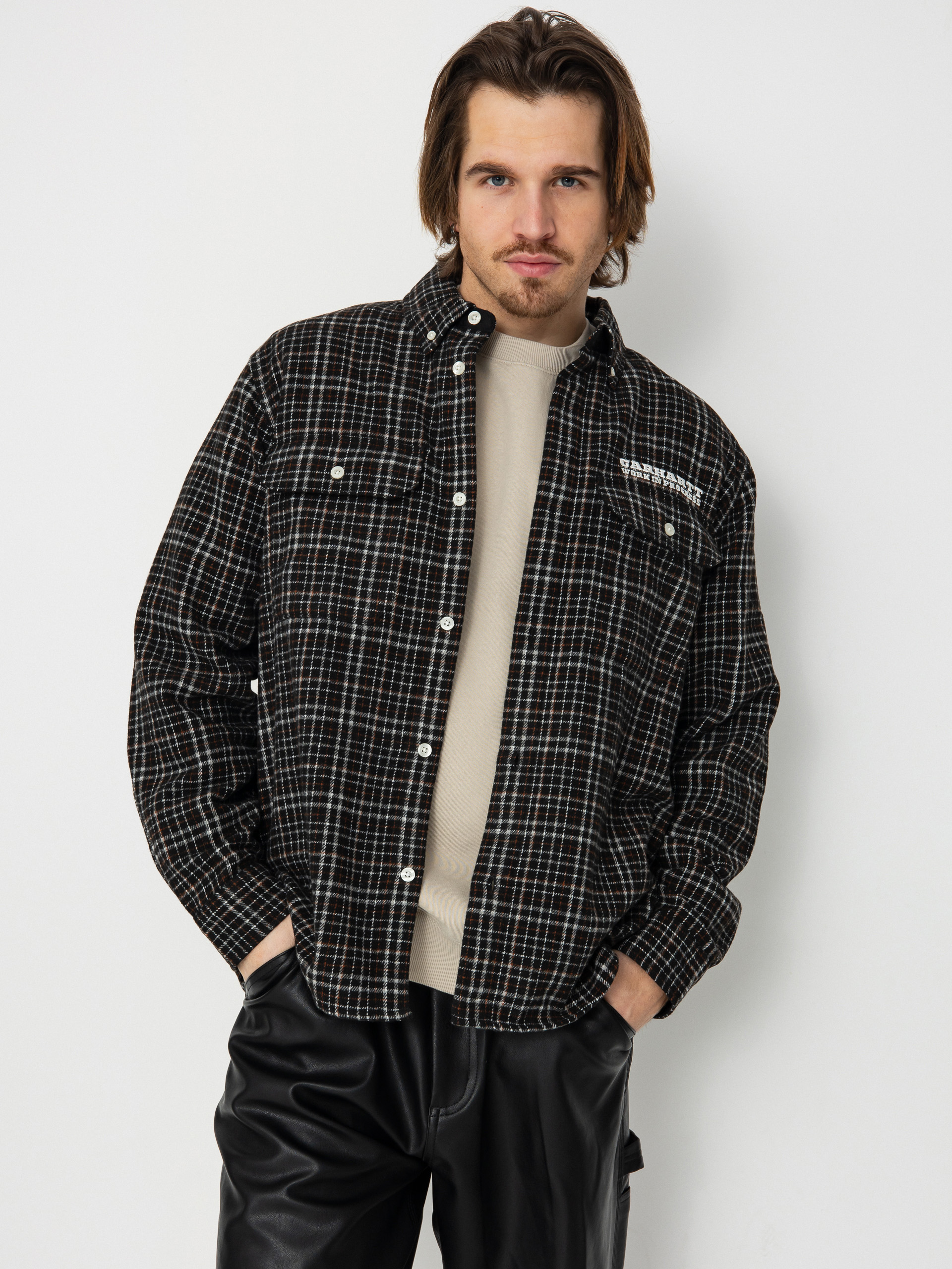 Cămașă Carhartt WIP Runaway Millett (millett check black/wax)