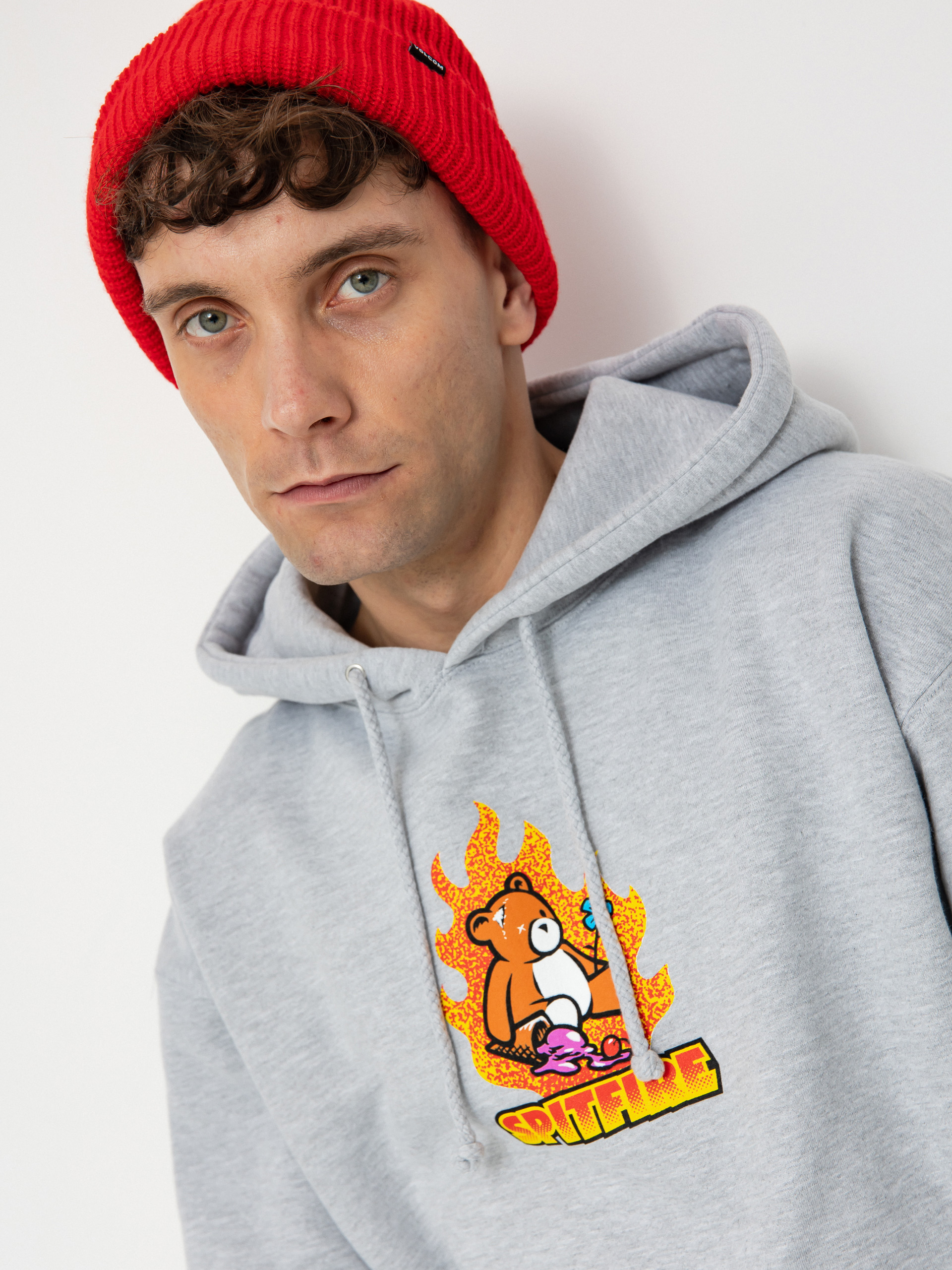 Hanorac cu glugă Spitfire Lil Beatdowns HD (heather grey)