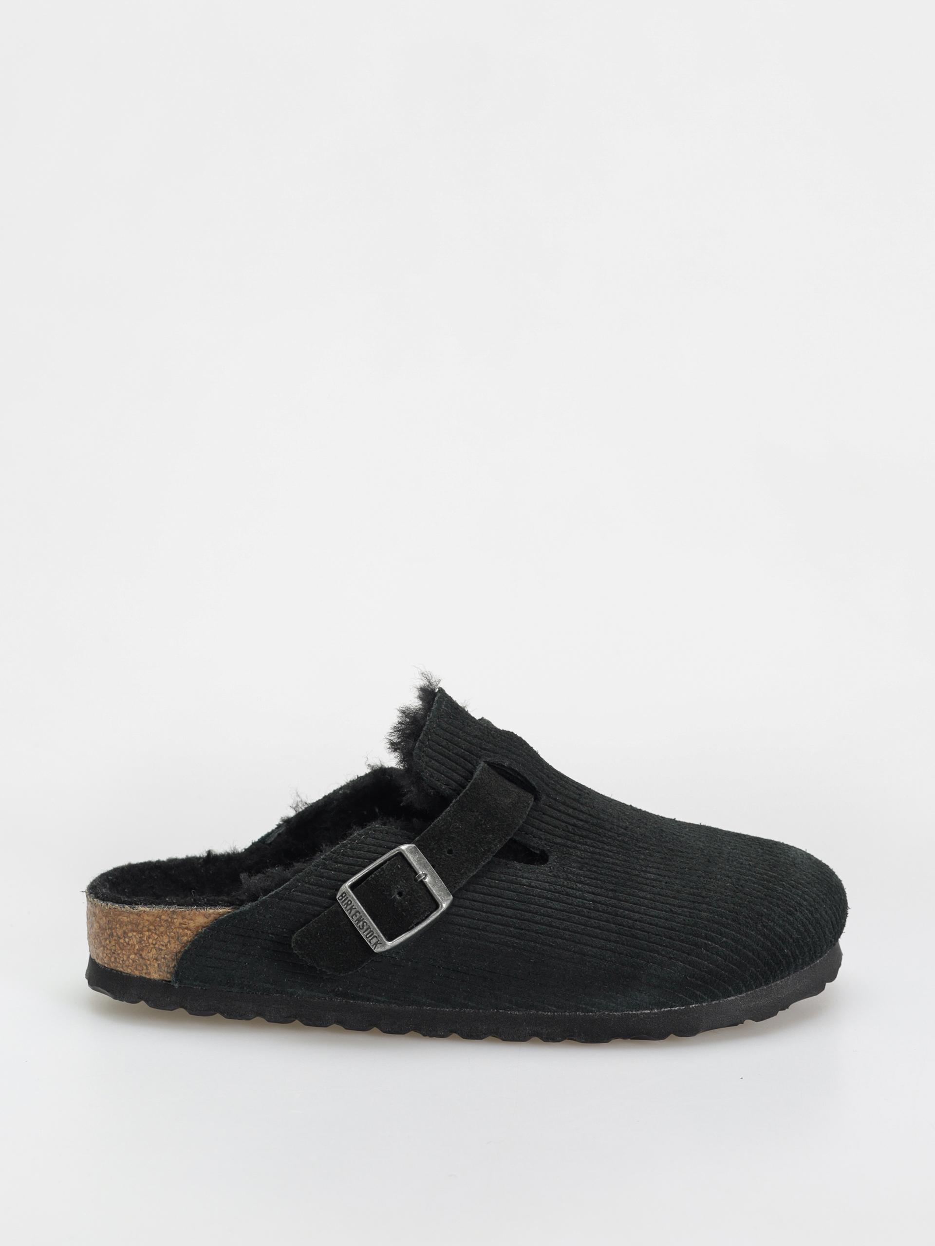 u0218lapi Birkenstock Boston VL Fell Suede Leather Fur Narrow Wmn (corduroy black)