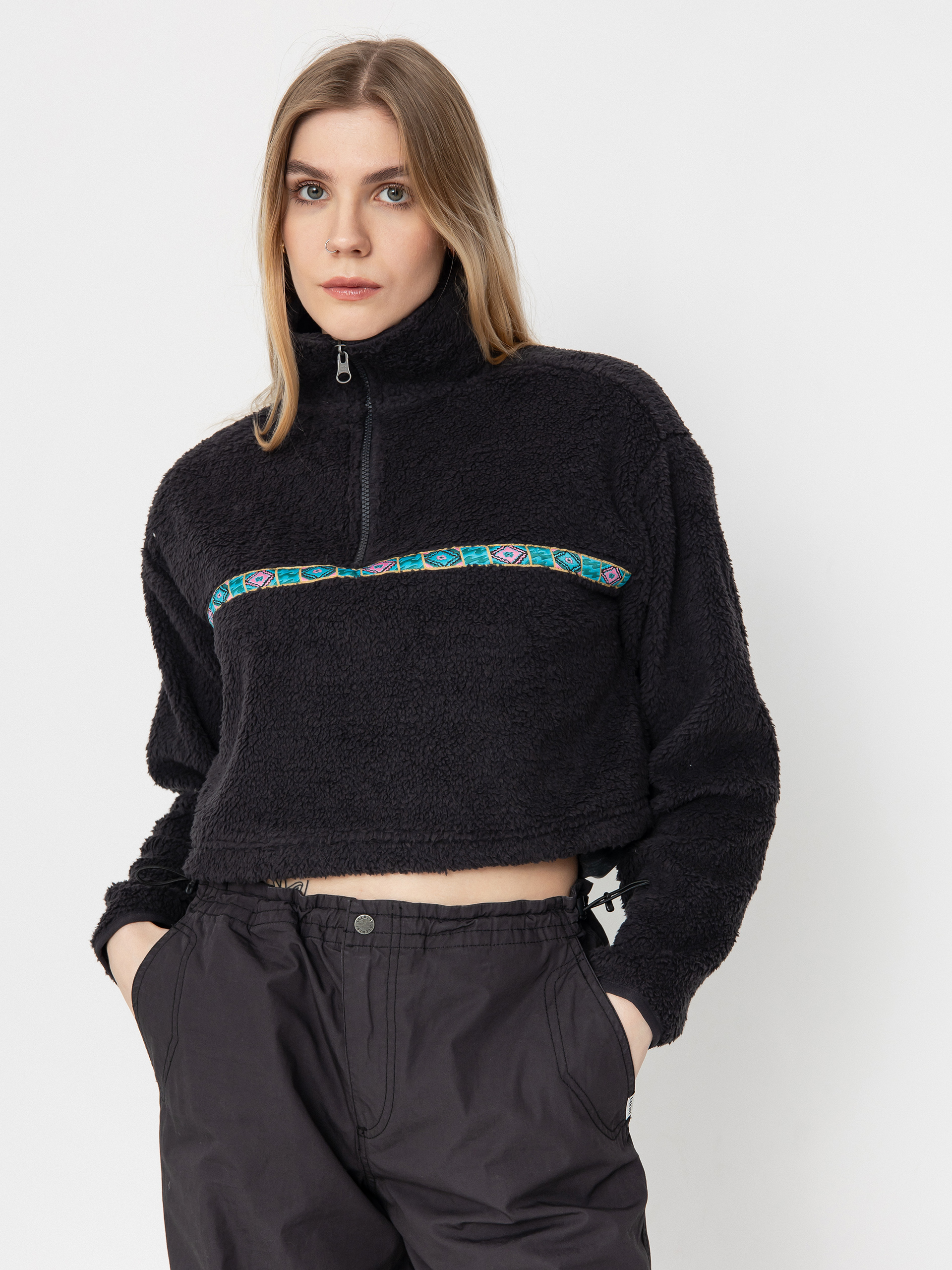 Hanorac din fleece Billabong Holiday Cropped Wmn (black sands)