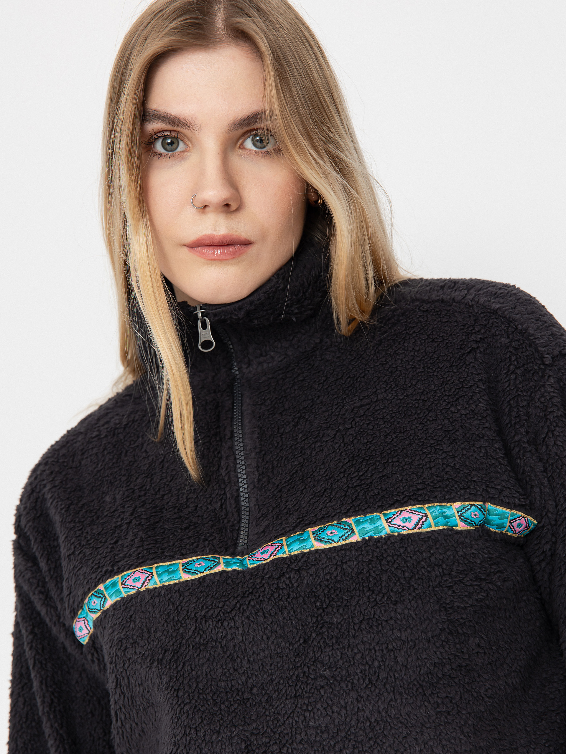 Pentru femei Hanorac din fleece Billabong Holiday Cropped (black sands)