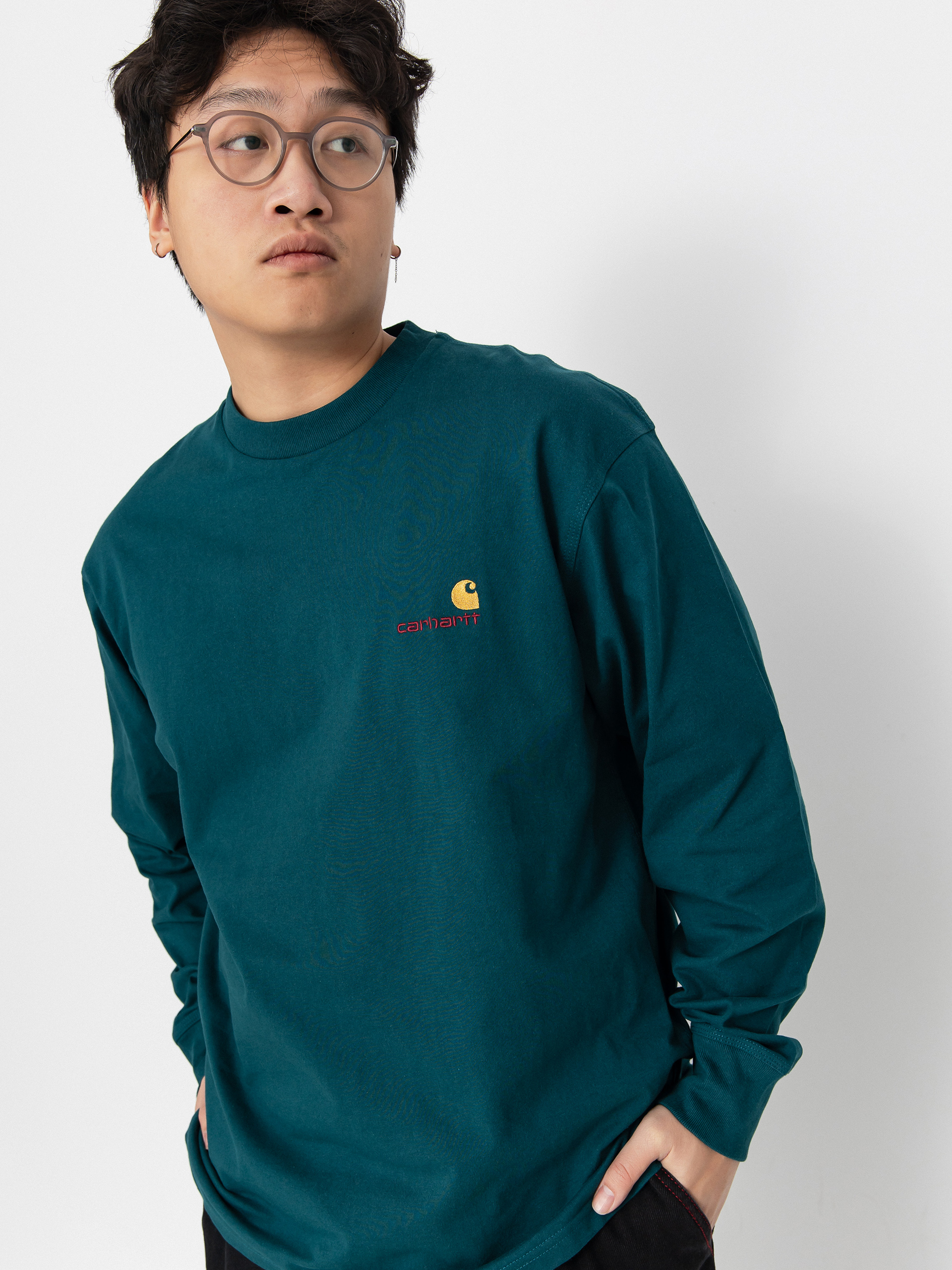 Longsleeve Carhartt WIP American Script (malachite)